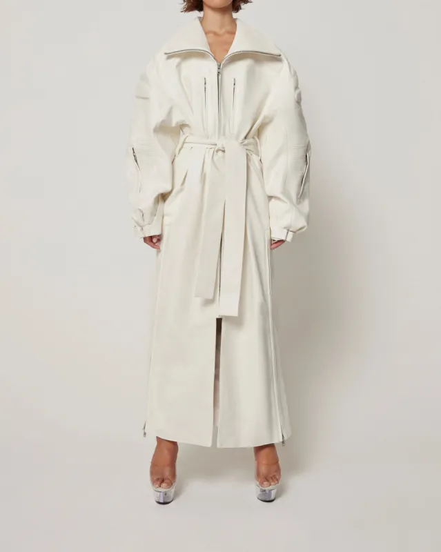 Faux Leather Trench | Chalk sold by KHY