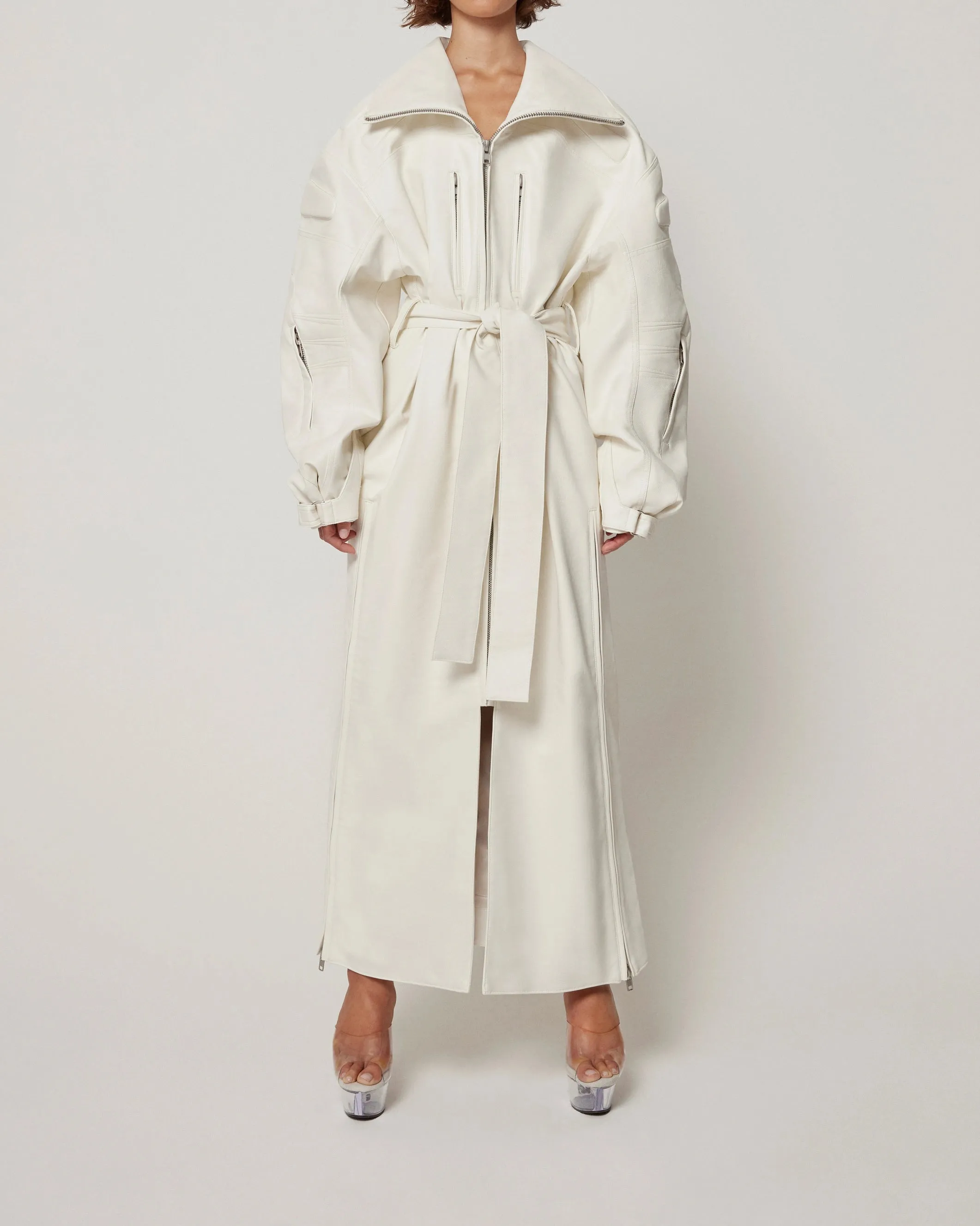 Faux Leather Trench | Chalk sold by KHY