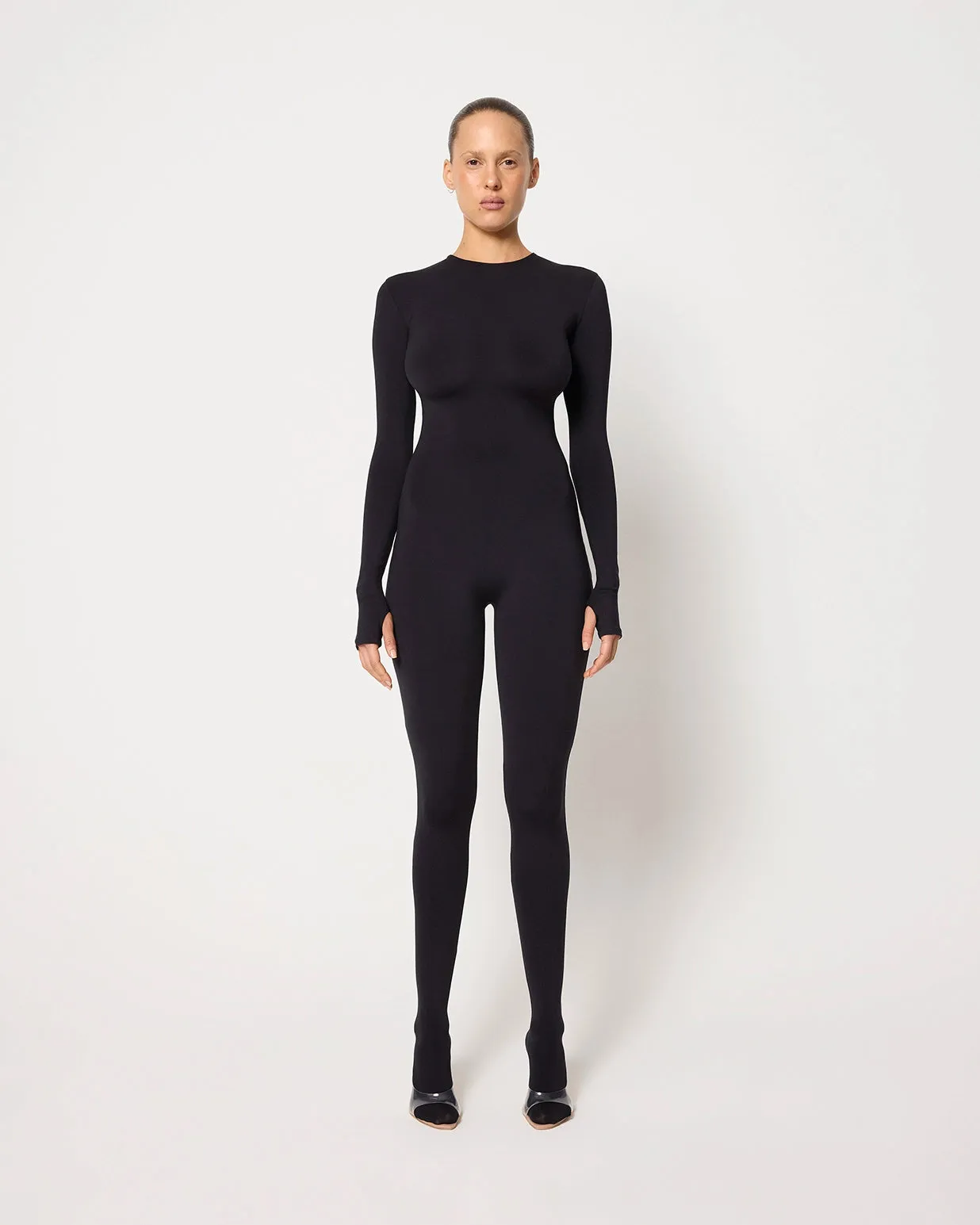 Long Sleeve Footed Catsuit | Black sold by KHY product image thumbnail 3