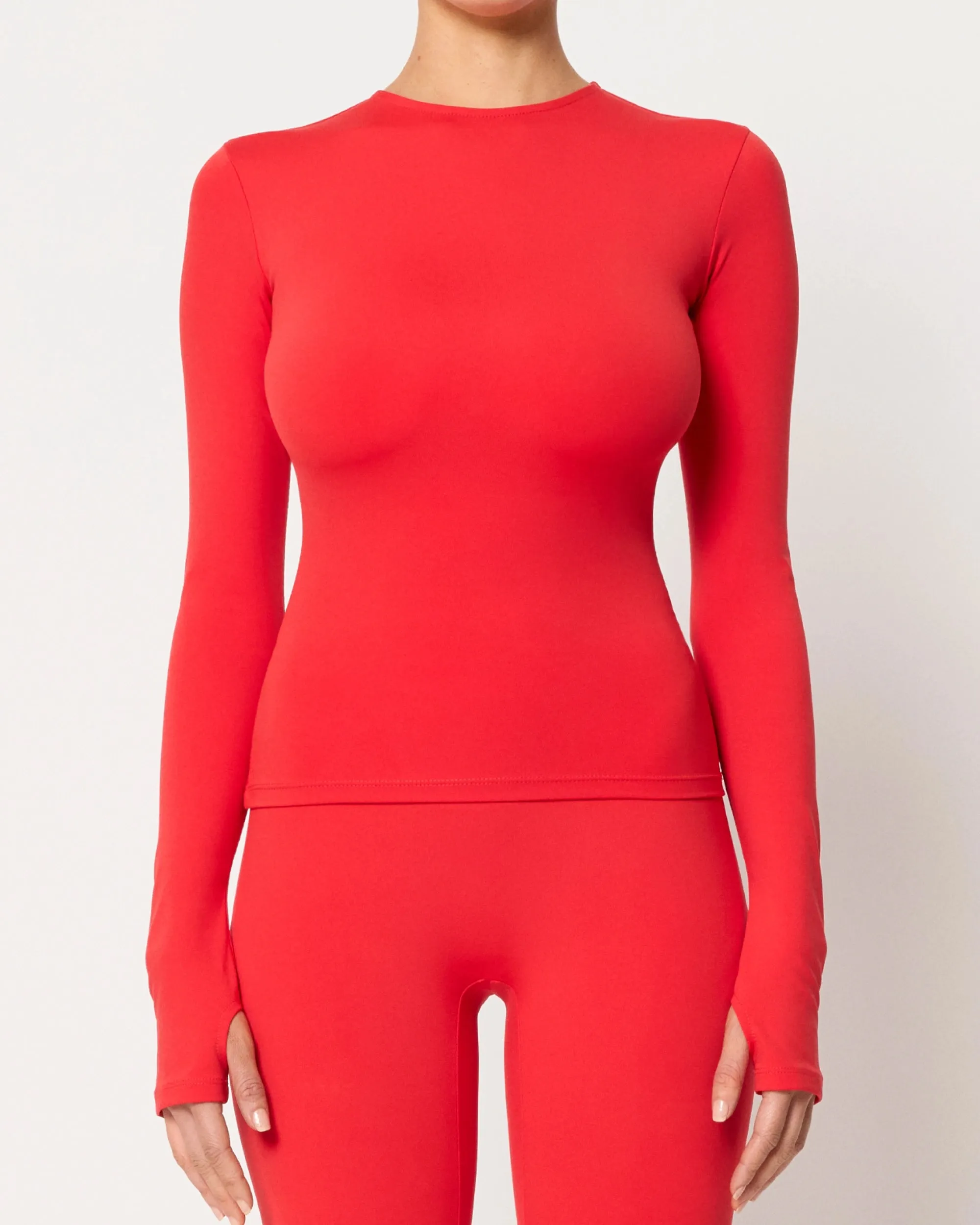 Long Sleeve Thumb Hole Tee | Scarlet sold by KHY product image thumbnail 2