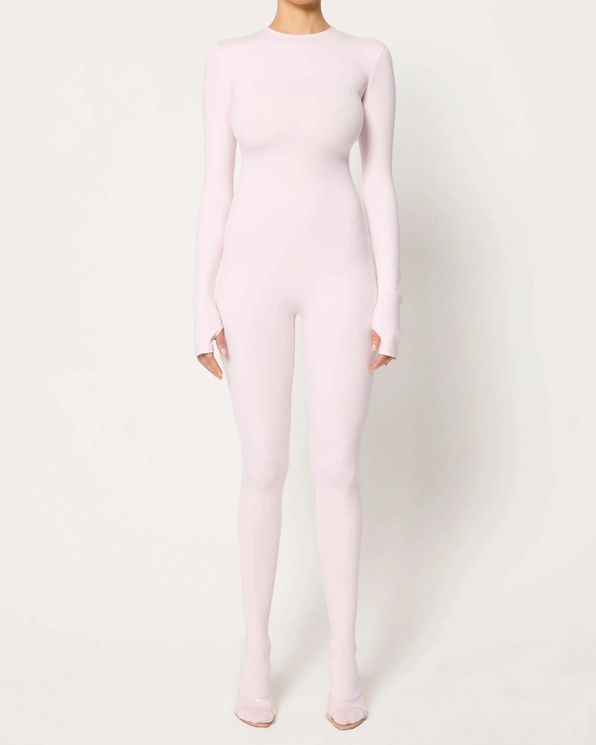 Long Sleeve Footed Catsuit | Powder Pink sold by KHY product image thumbnail 2