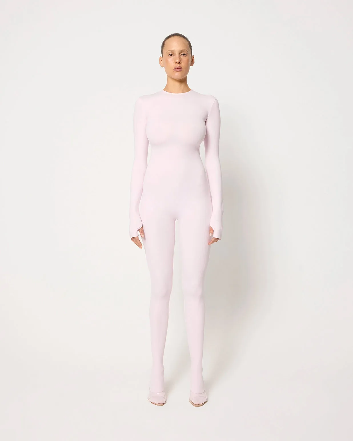 Long Sleeve Footed Catsuit | Powder Pink sold by KHY product image thumbnail 3