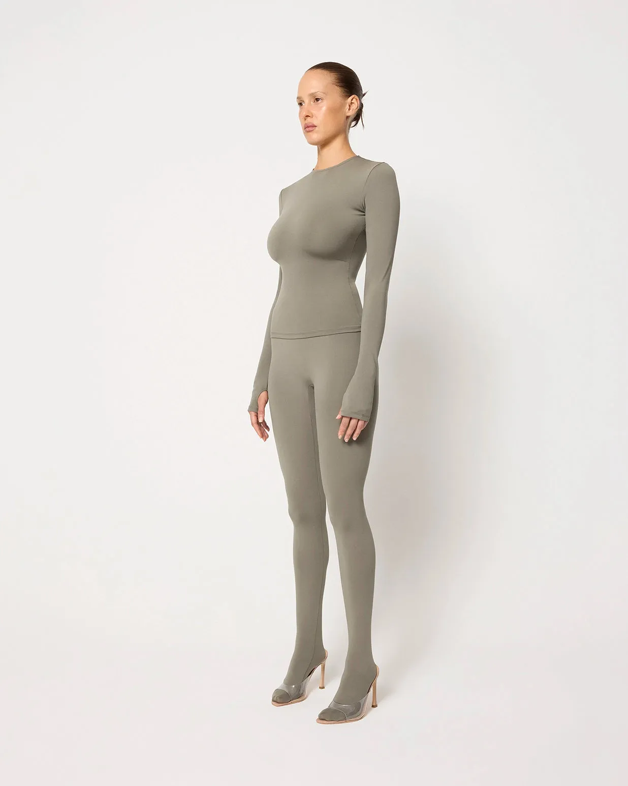 Footed Legging | Dusty Olive sold by KHY product image thumbnail 4