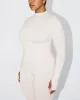 Seamless Mock Neck Long Sleeve | Stone sold by KHY