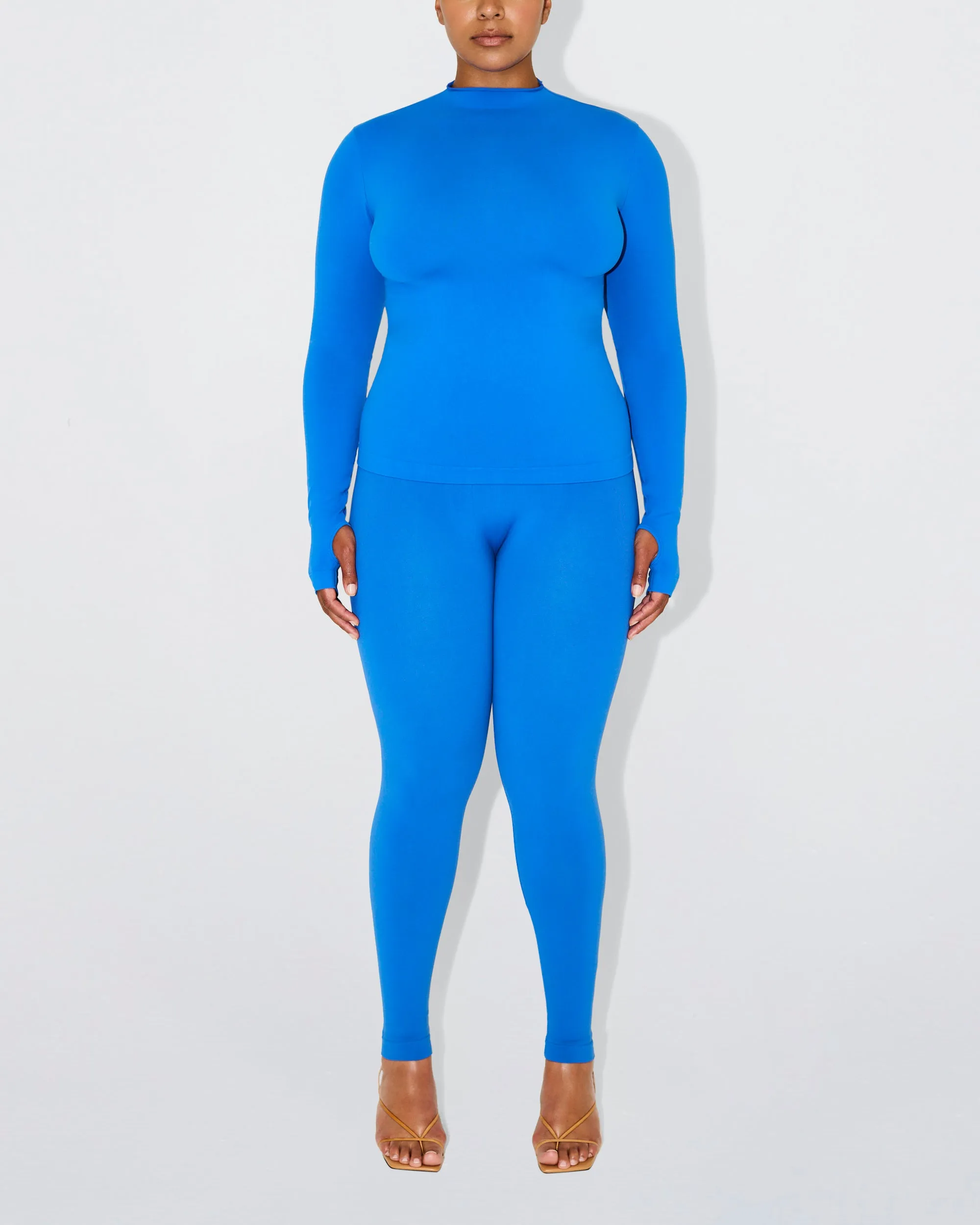 Seamless Mock Neck Long Sleeve | Cobalt Blue sold by KHY