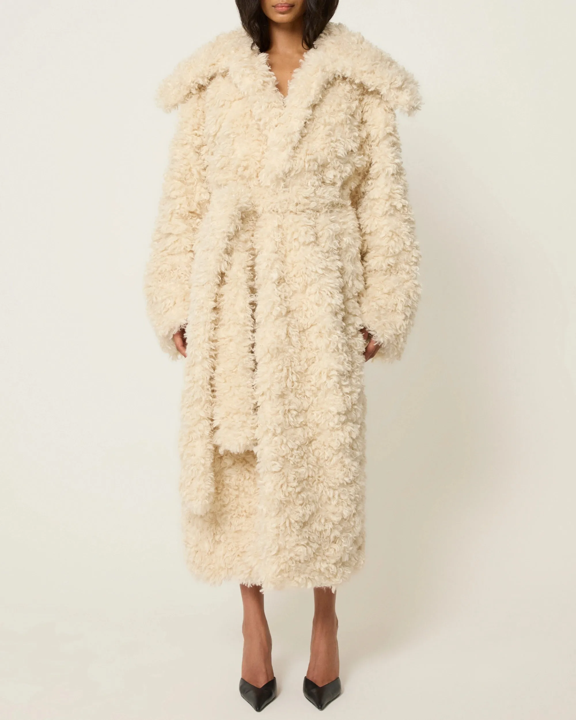Shaggy Faux Fur Oversized Coat | Cream sold by KHY