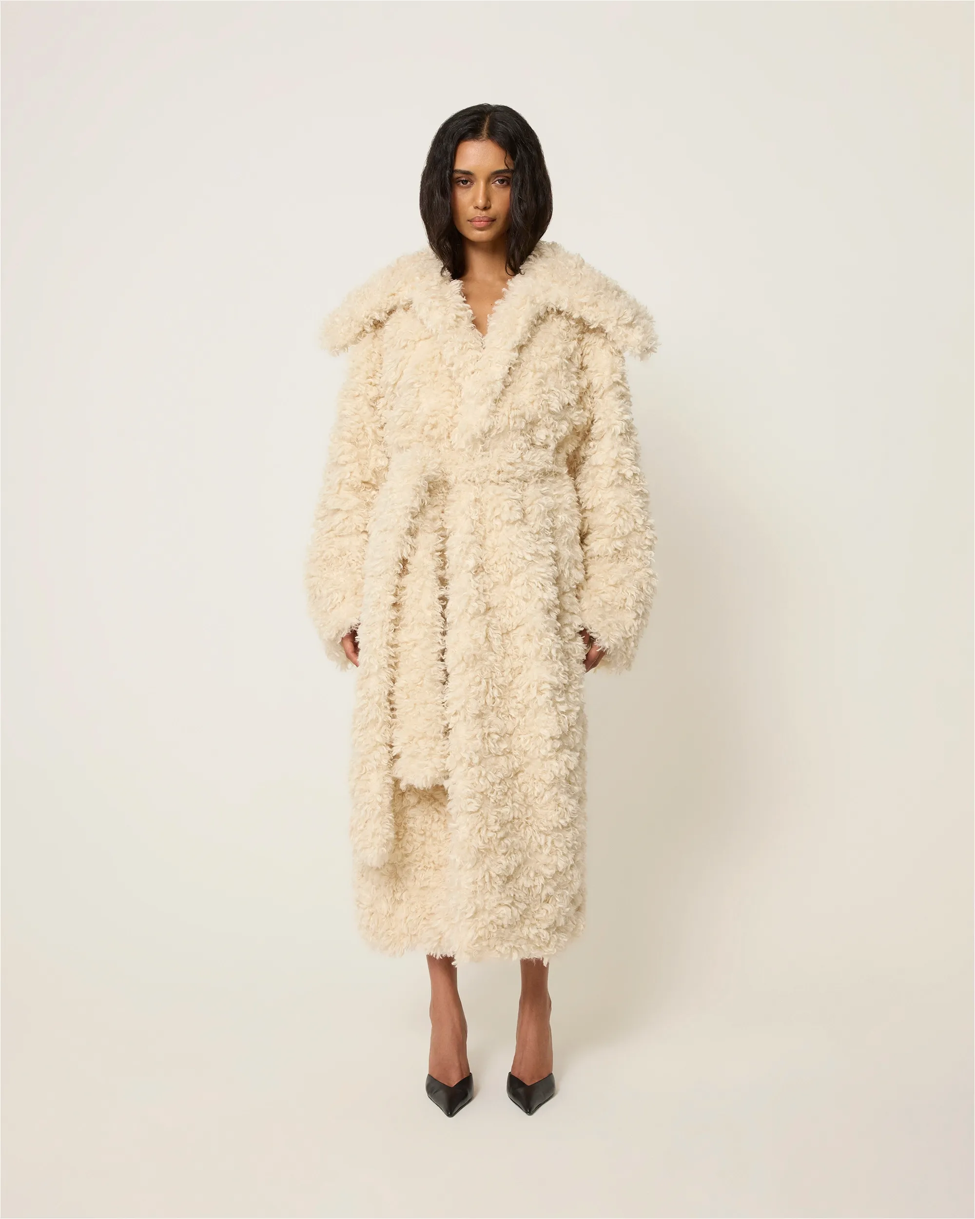 Shaggy Faux Fur Oversized Coat | Cream sold by KHY product image thumbnail 3