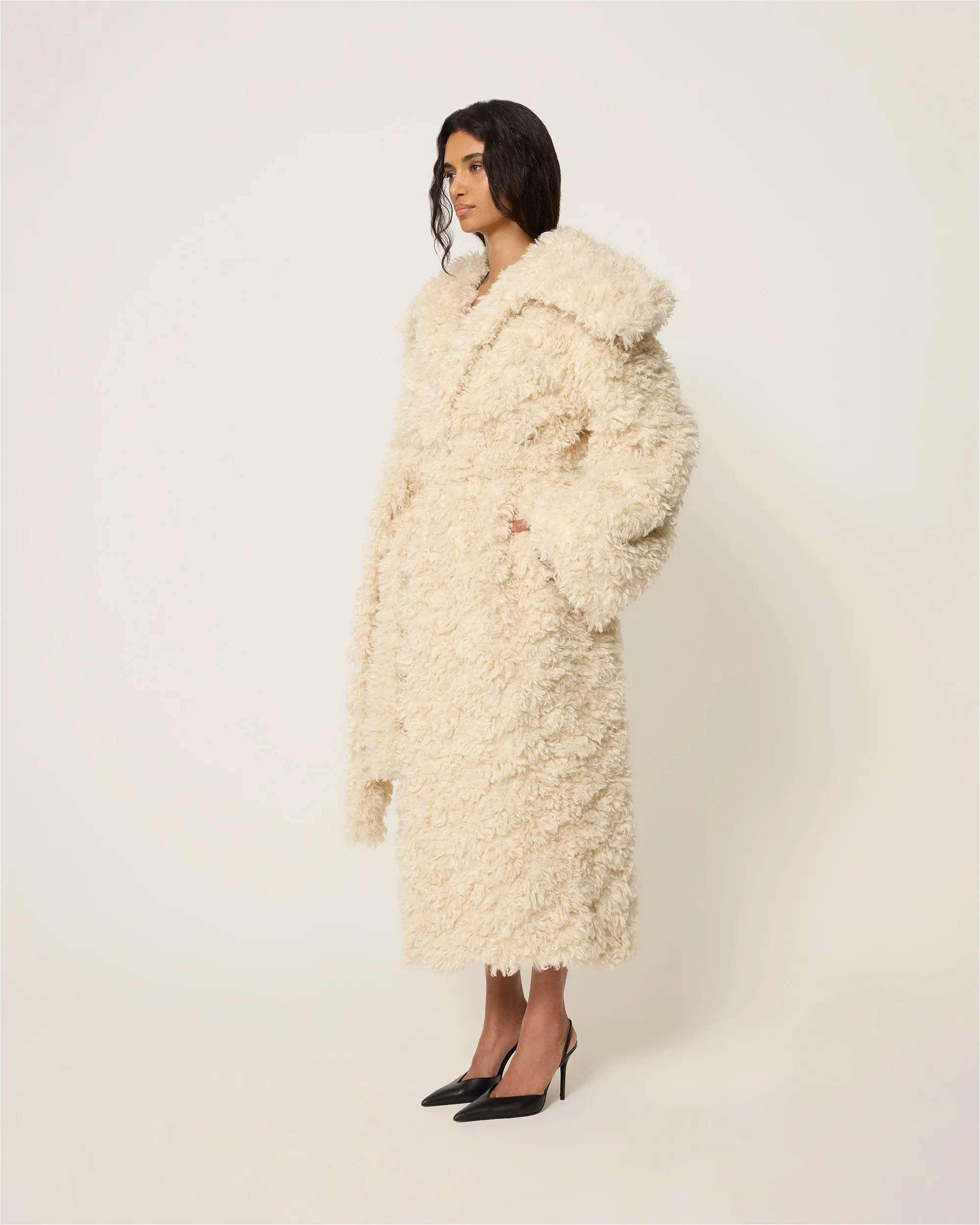 Shaggy Faux Fur Oversized Coat | Cream sold by KHY product image thumbnail 4