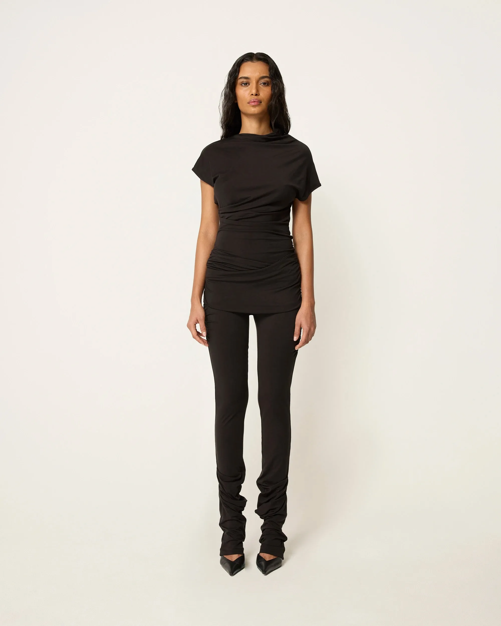 Draped Asymmetrical Catsuit | Black sold by KHY product image thumbnail 3