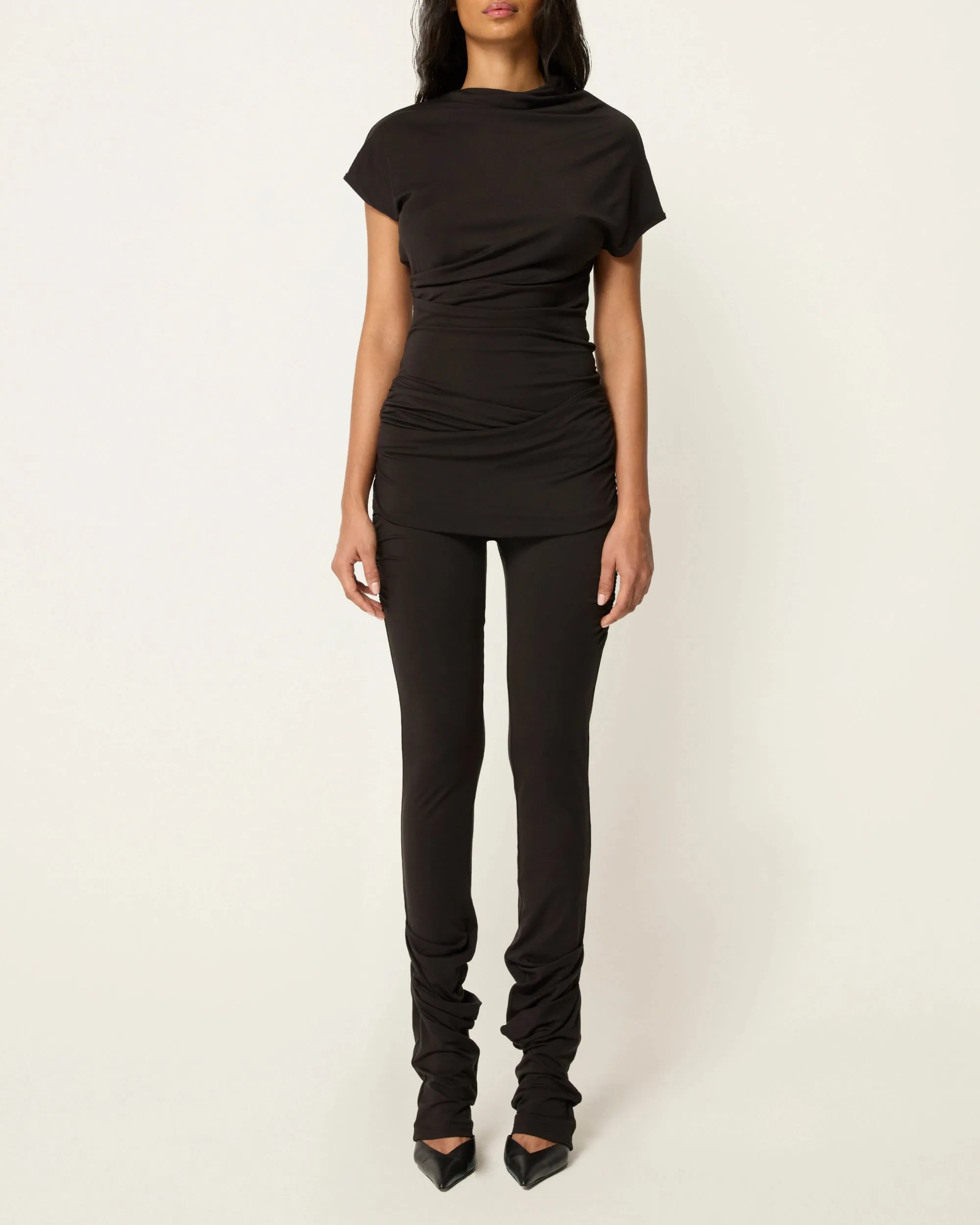 Draped Asymmetrical Catsuit | Black sold by KHY