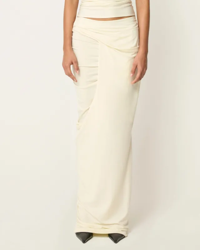 Draped Maxi Skirt | Warm White sold by KHY