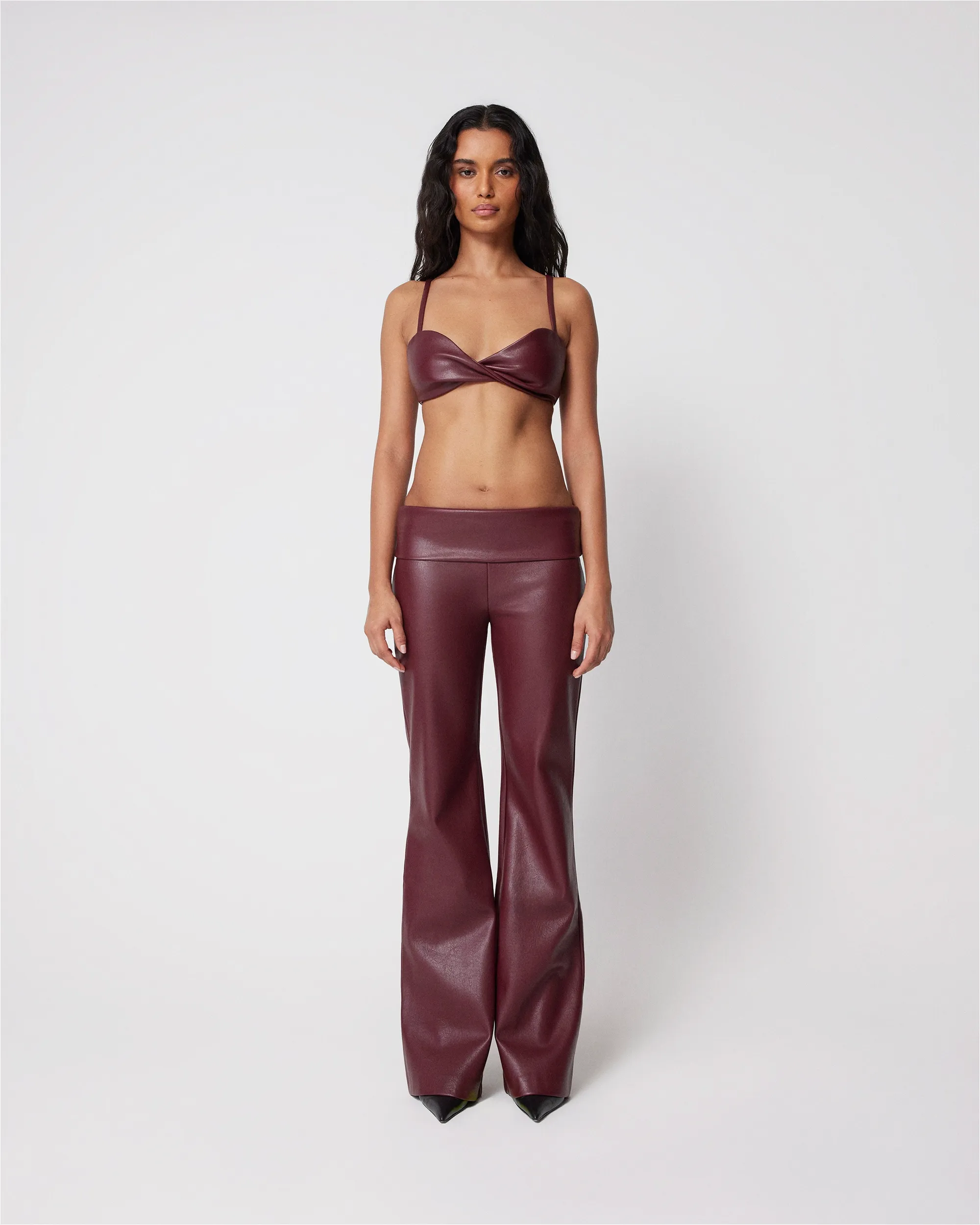 Faux Leather Twist Bralette | Merlot sold by KHY product image thumbnail 3
