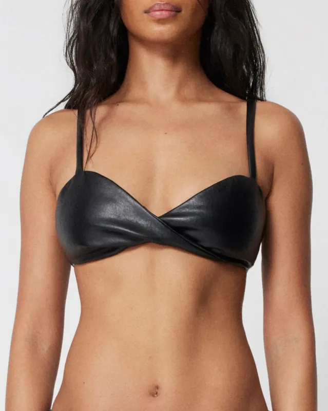 Faux Leather Twist Bralette | Black sold by KHY