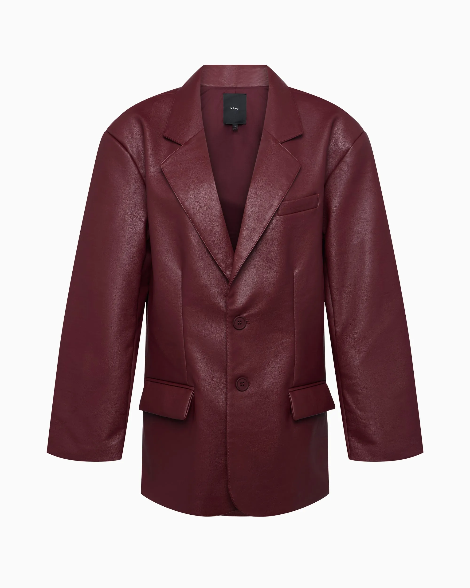 Faux Leather Oversized Blazer | Merlot sold by KHY product image thumbnail 2