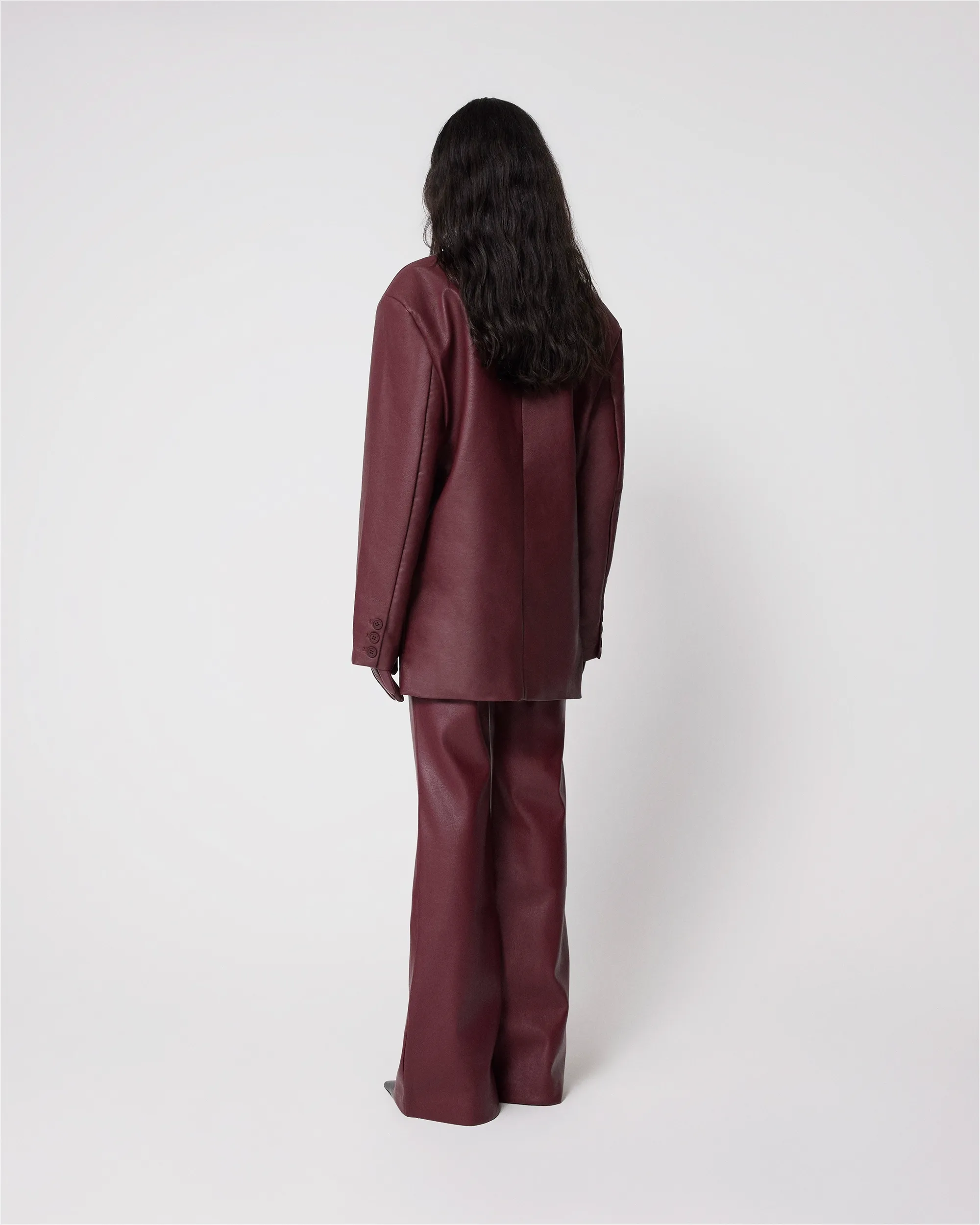 Faux Leather Oversized Blazer | Merlot sold by KHY product image thumbnail 5