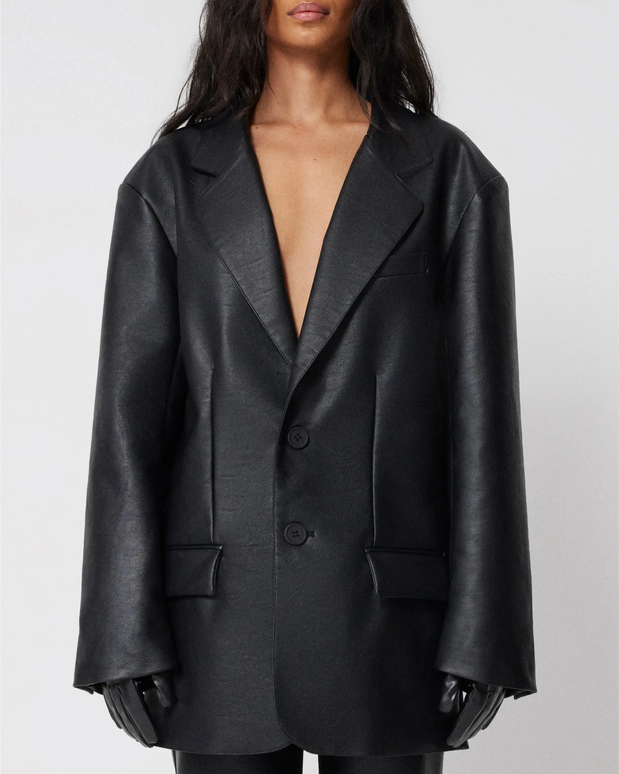 Faux Leather Oversized Blazer | Black sold by KHY