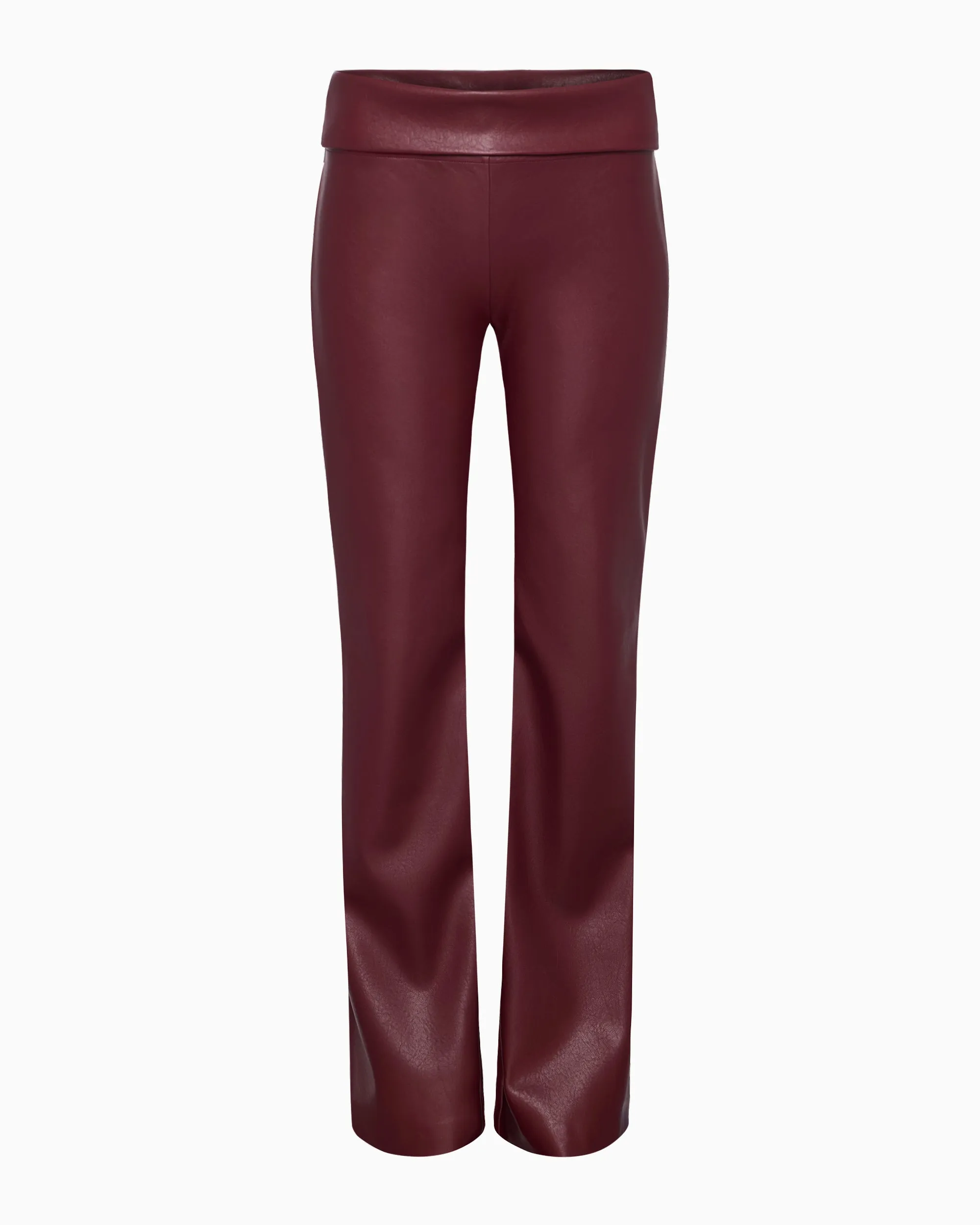 Faux Leather Low Rise Foldover Pant | Merlot sold by KHY product image thumbnail 2
