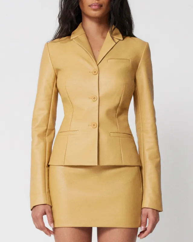 Faux Leather Fitted Blazer | Honey sold by KHY