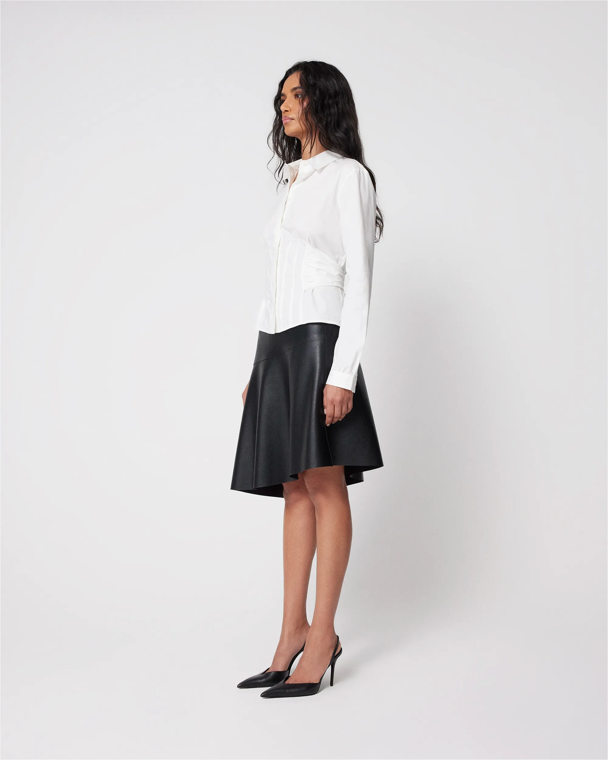 Faux Leather Asymmetrical Skirt | Black sold by KHY product image thumbnail 4