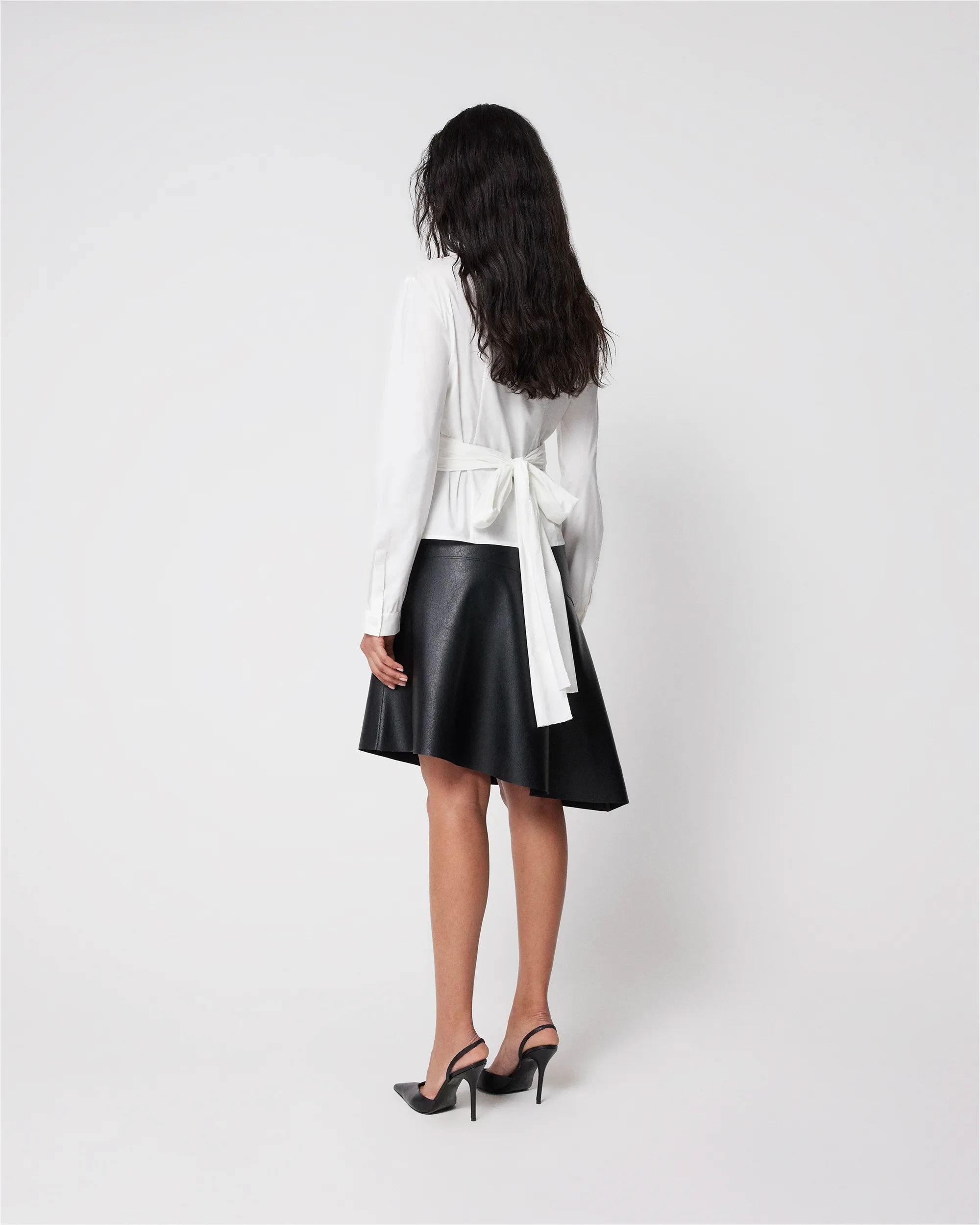 Faux Leather Asymmetrical Skirt | Black sold by KHY product image thumbnail 5