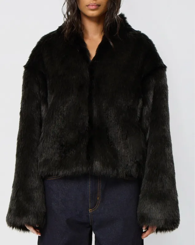 Faux Fur Jacket | Black sold by KHY