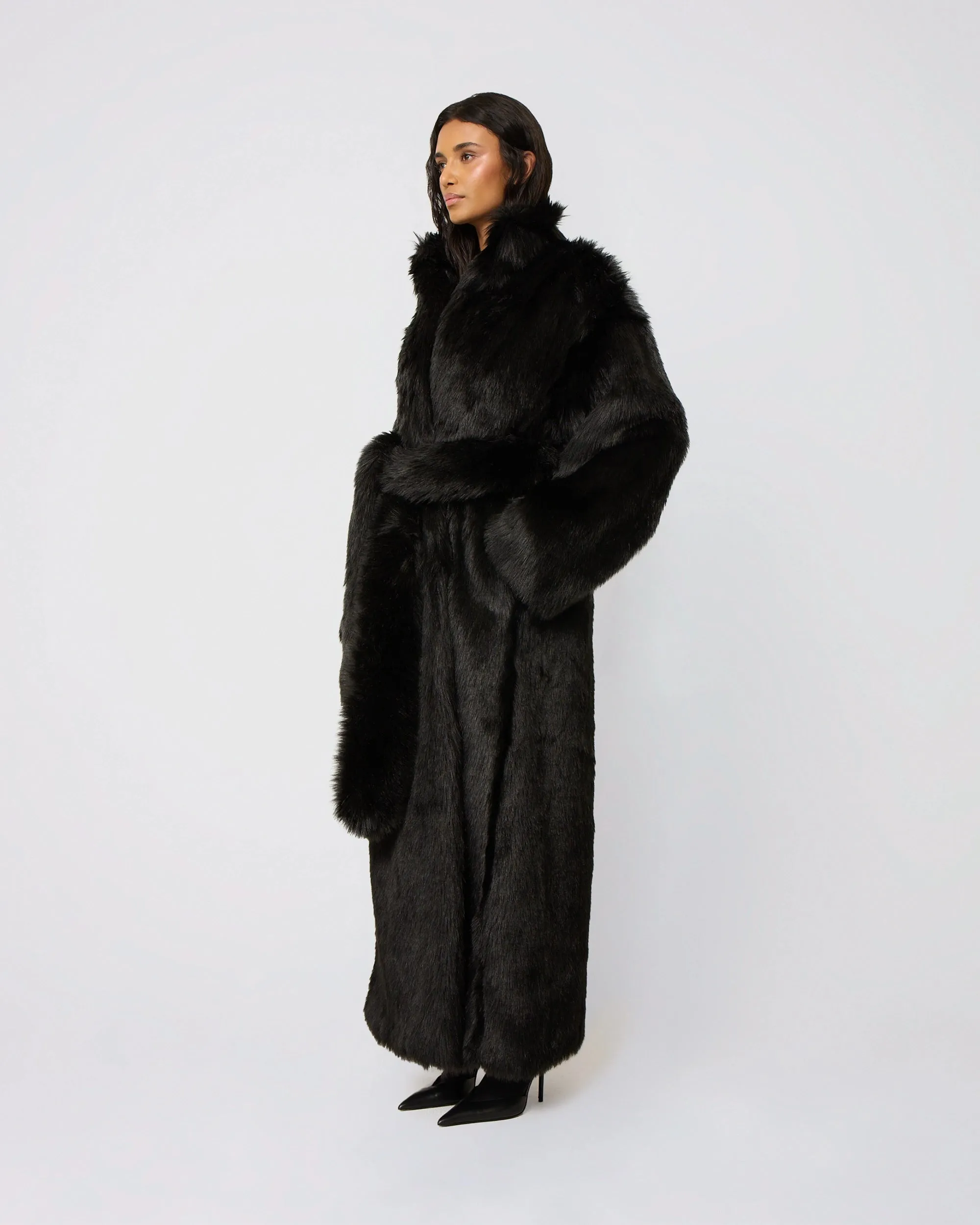 Faux Fur Coat | Black sold by KHY product image thumbnail 4