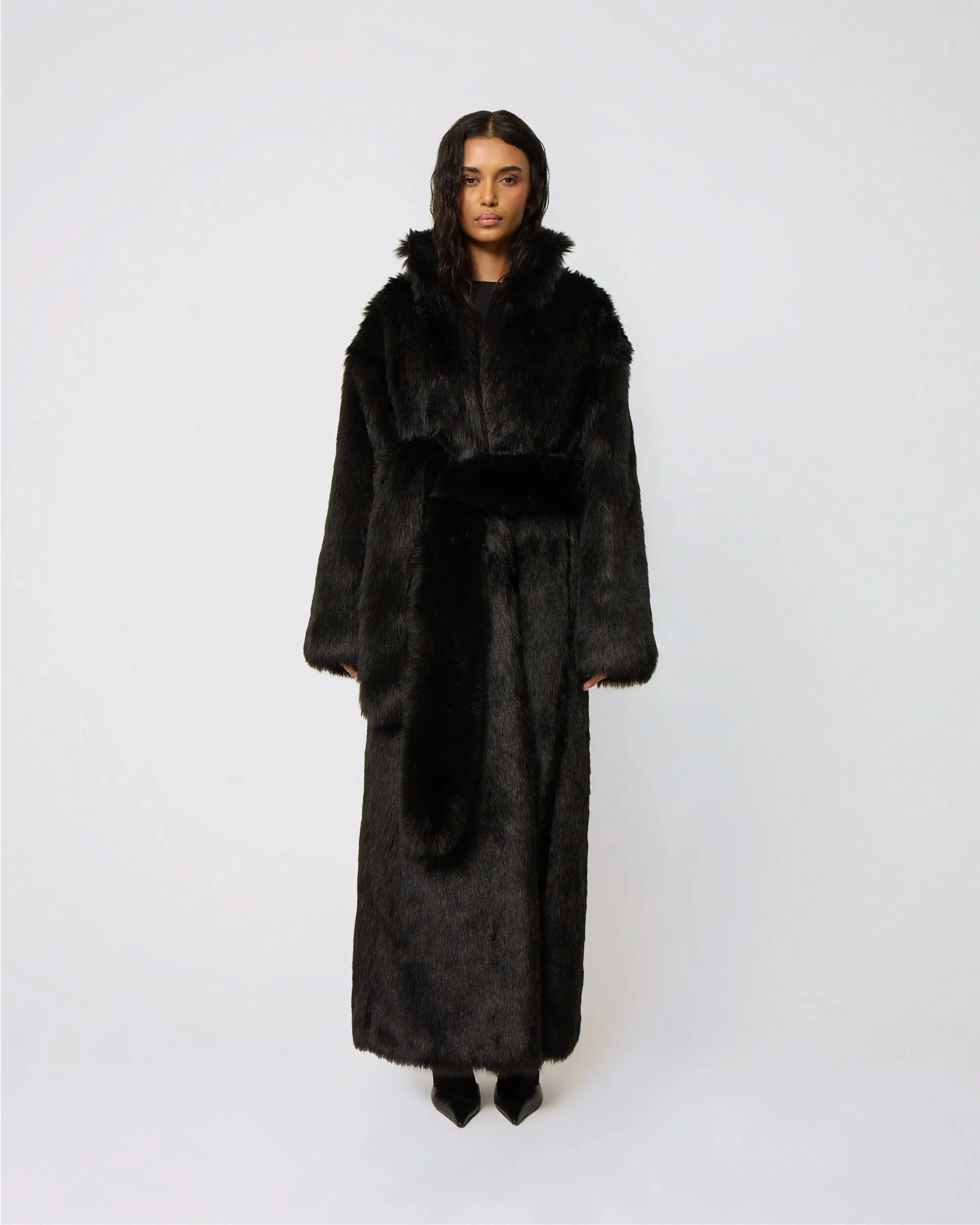 Faux Fur Coat | Black sold by KHY product image thumbnail 3