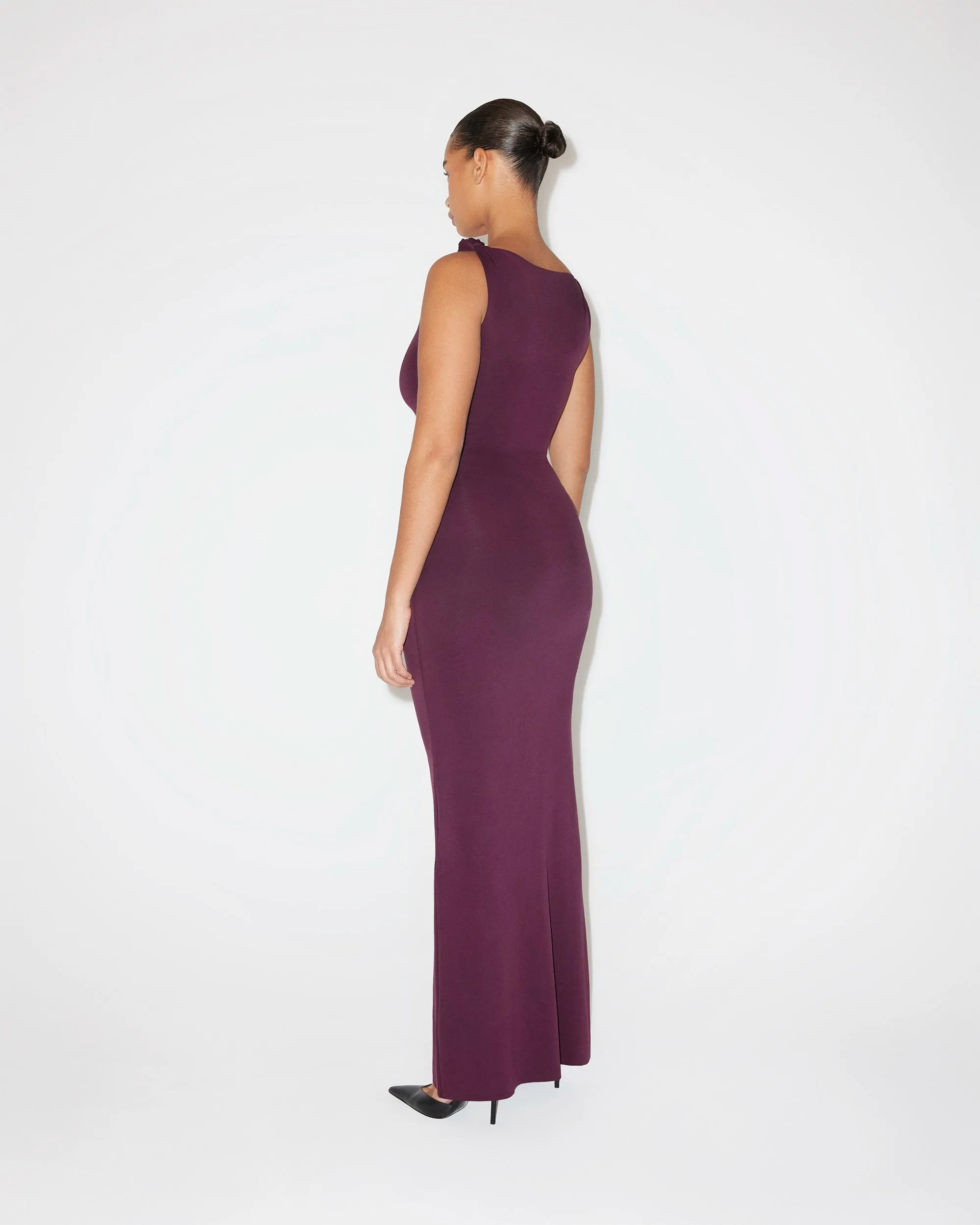 Sueded Stretch Knotted Maxi Dress | Black Cherry sold by KHY product image thumbnail 5