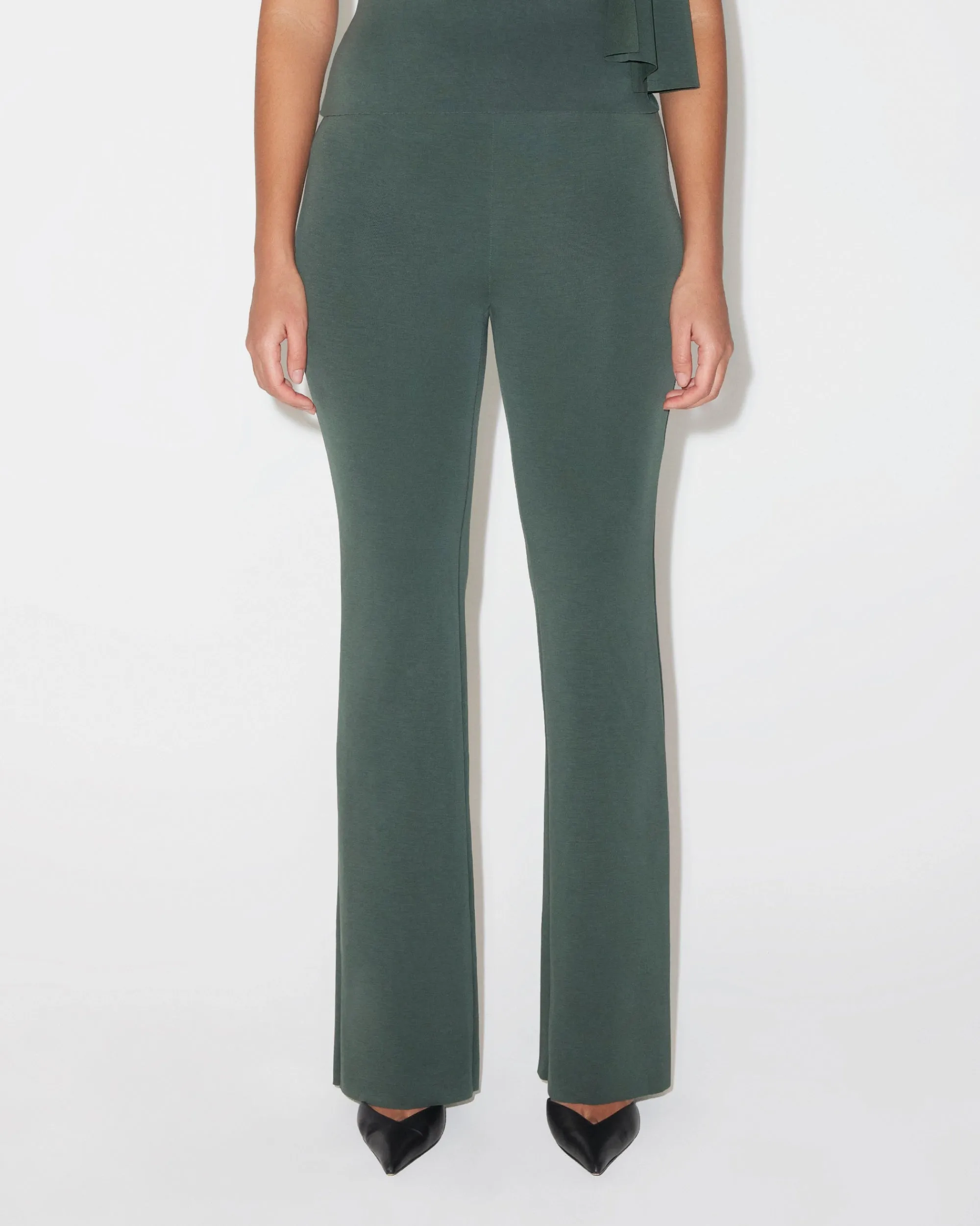 Sueded Stretch Low Rise Pant | Evergreen sold by KHY