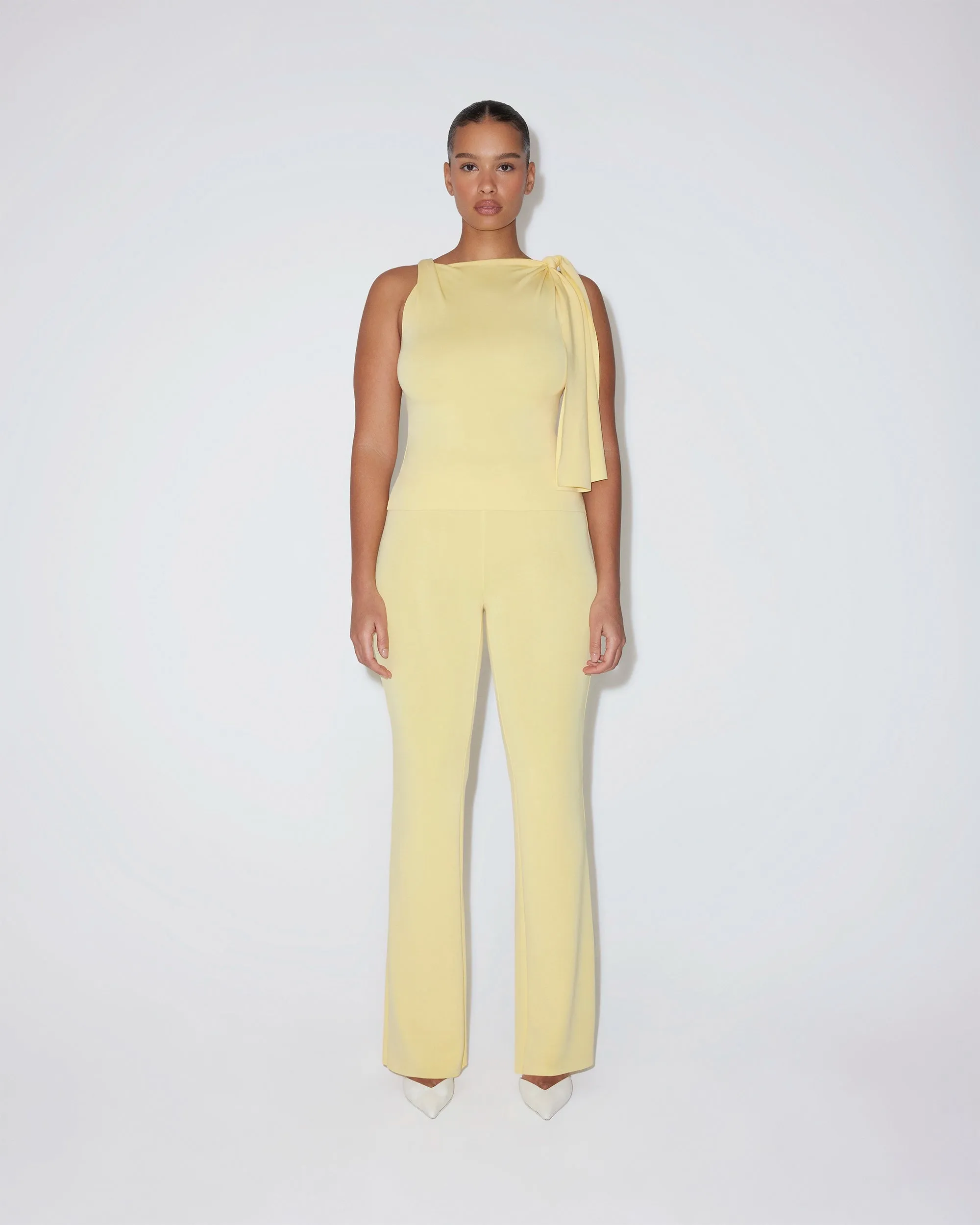 Sueded Stretch Low Rise Pant | Butter Yellow sold by KHY product image thumbnail 3
