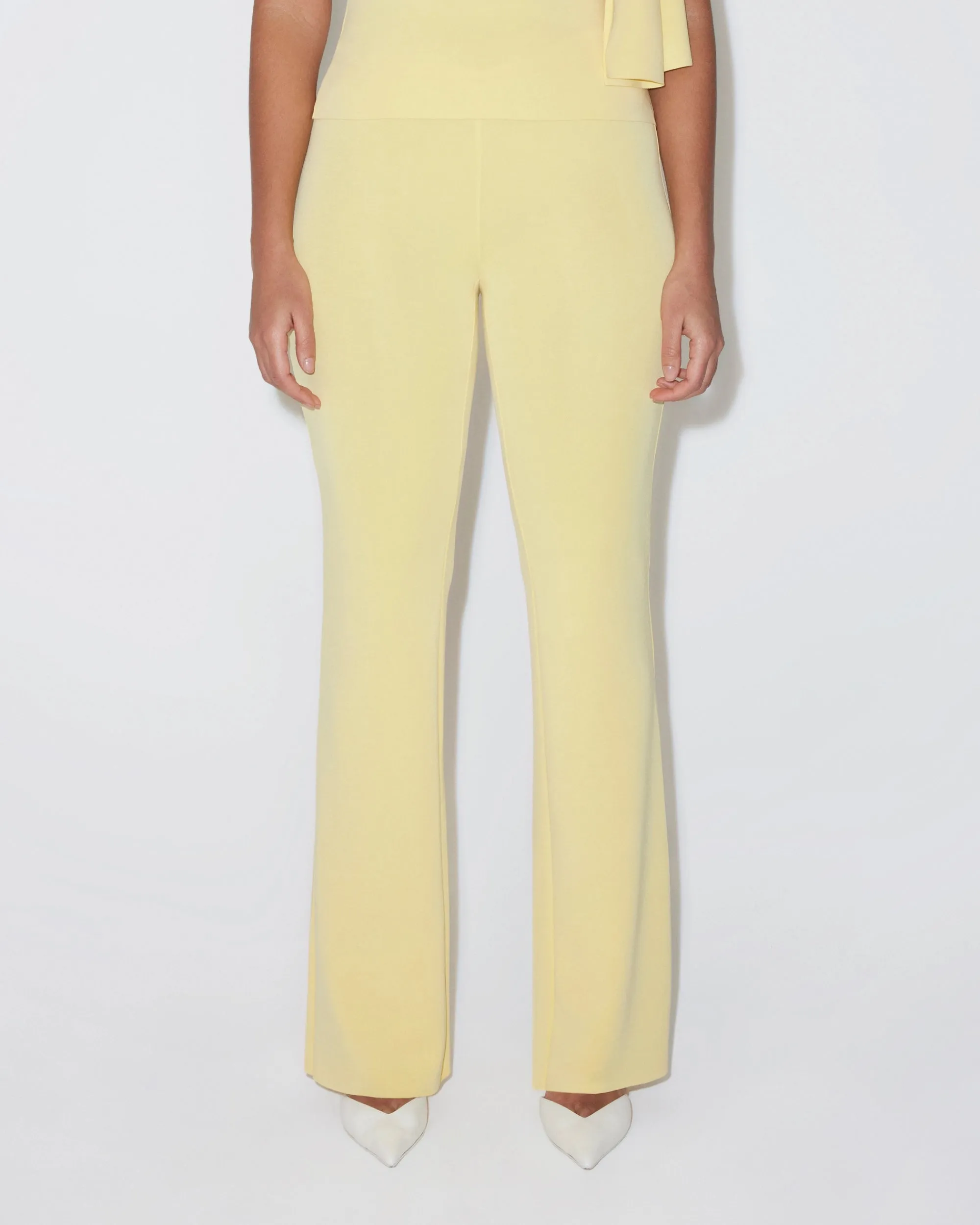 Sueded Stretch Low Rise Pant | Butter Yellow sold by KHY