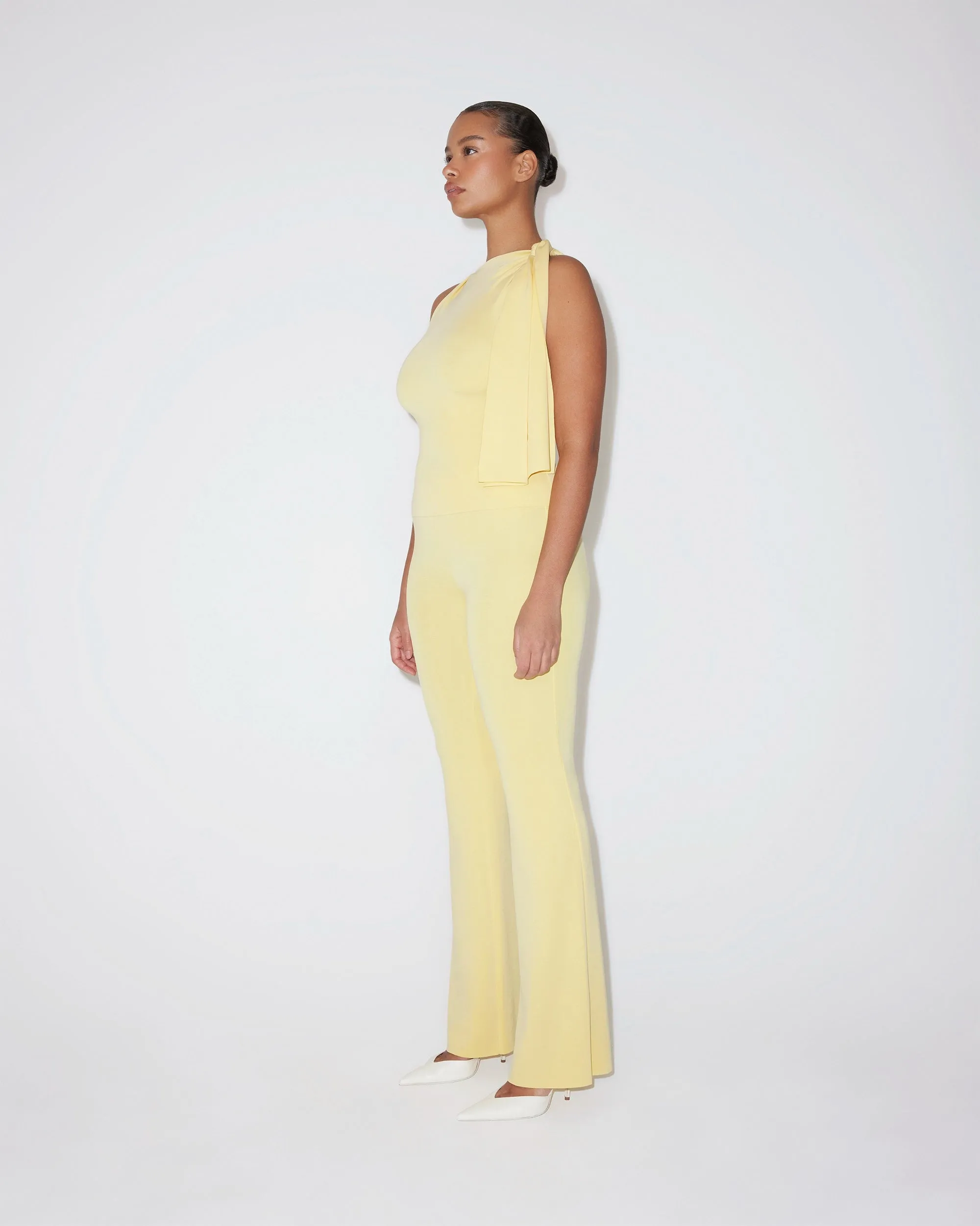 Sueded Stretch Low Rise Pant | Butter Yellow sold by KHY product image thumbnail 4