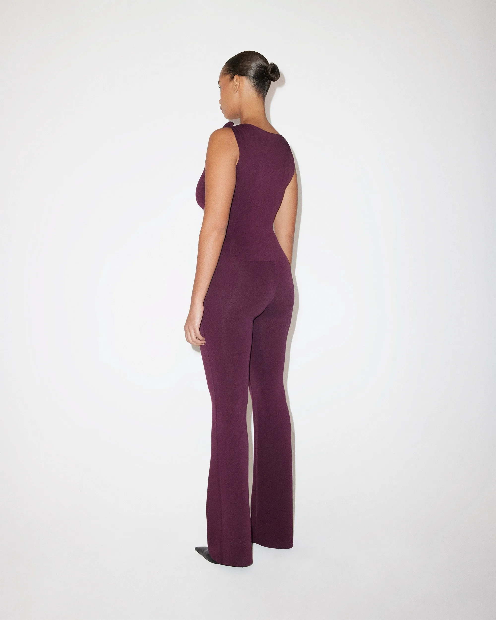 Sueded Stretch Low Rise Pant | Black Cherry sold by KHY product image thumbnail 5
