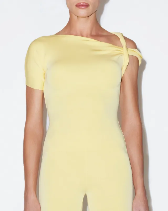 Sueded Stretch Twisted Top | Butter Yellow sold by KHY