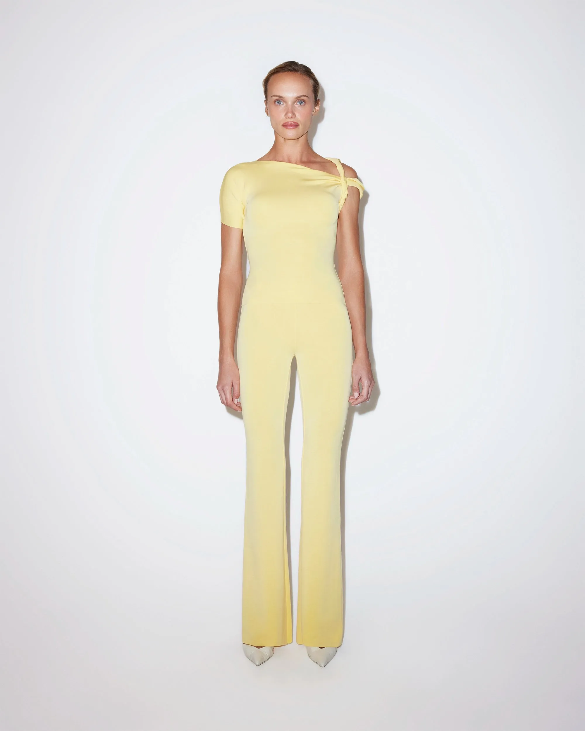 Sueded Stretch Twisted Top | Butter Yellow sold by KHY product image thumbnail 4