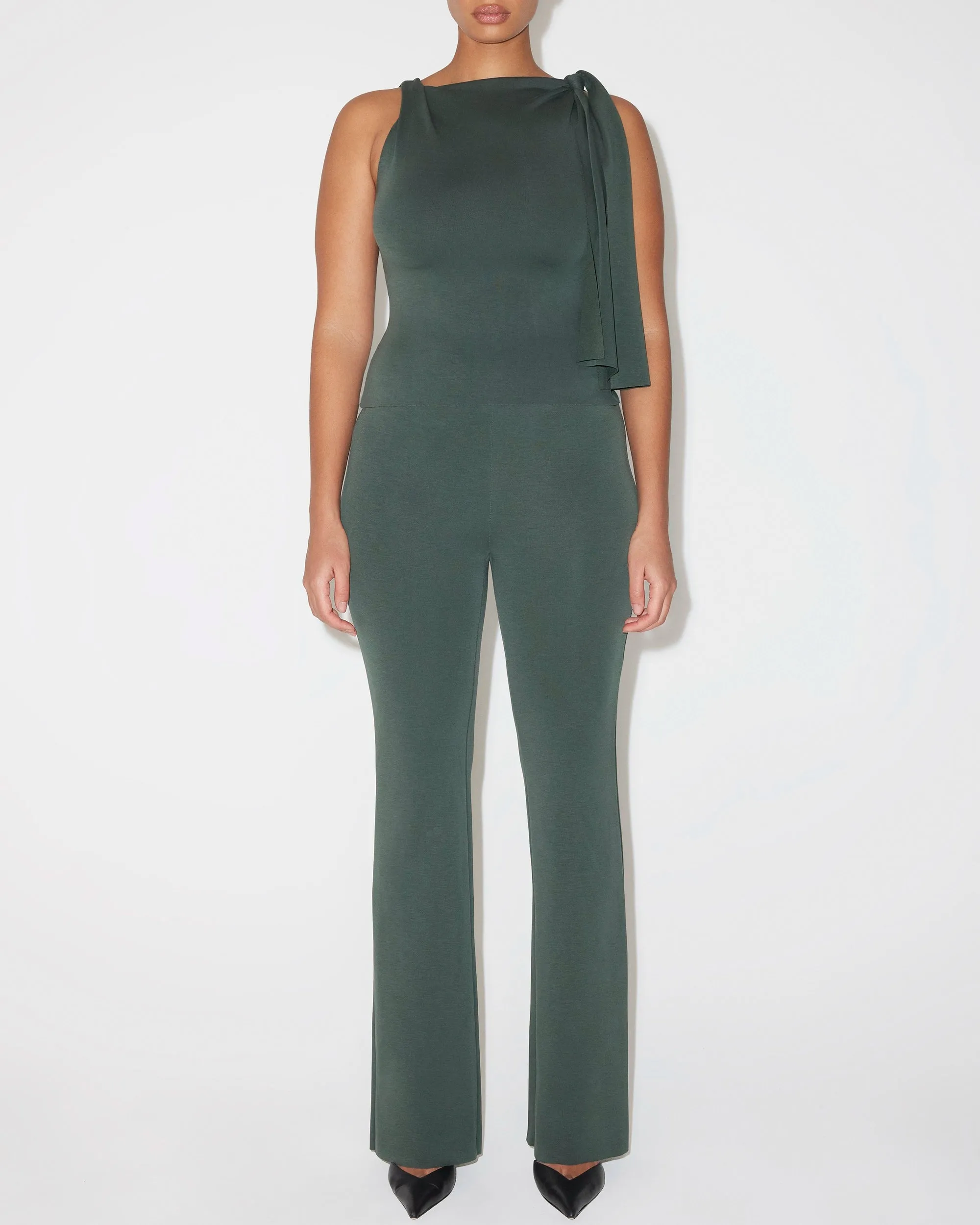 Sueded Stretch Knotted Top | Evergreen sold by KHY product image thumbnail 4