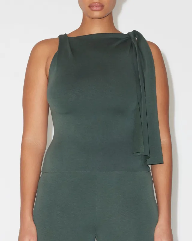Sueded Stretch Knotted Top | Evergreen sold by KHY