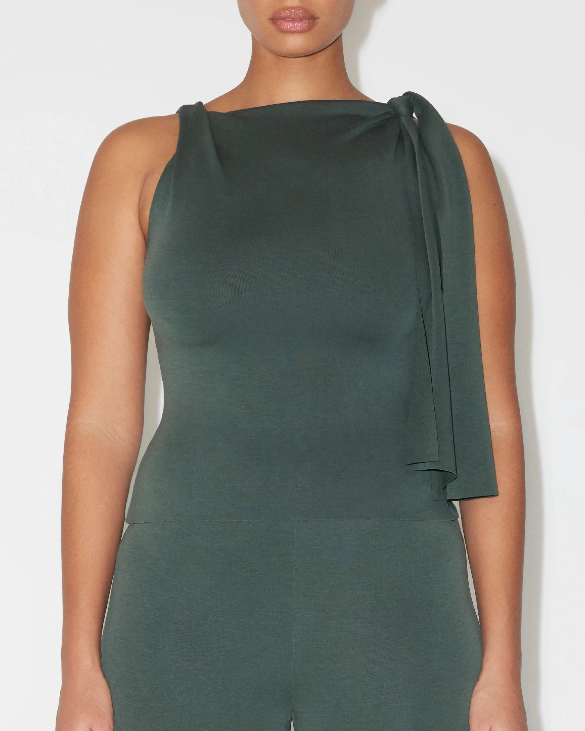 Sueded Stretch Knotted Top | Evergreen sold by KHY