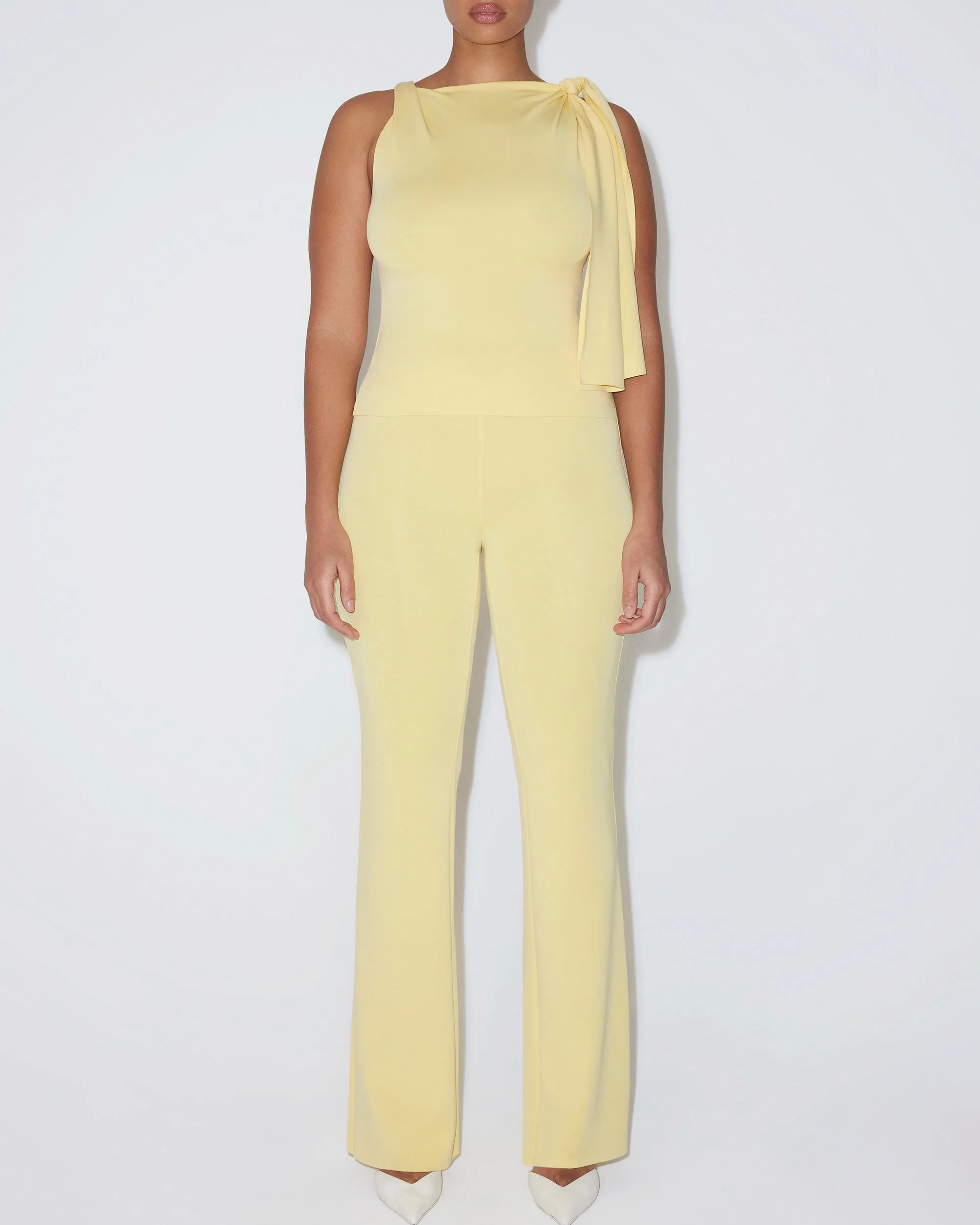 Sueded Stretch Knotted Top | Butter Yellow sold by KHY product image thumbnail 4