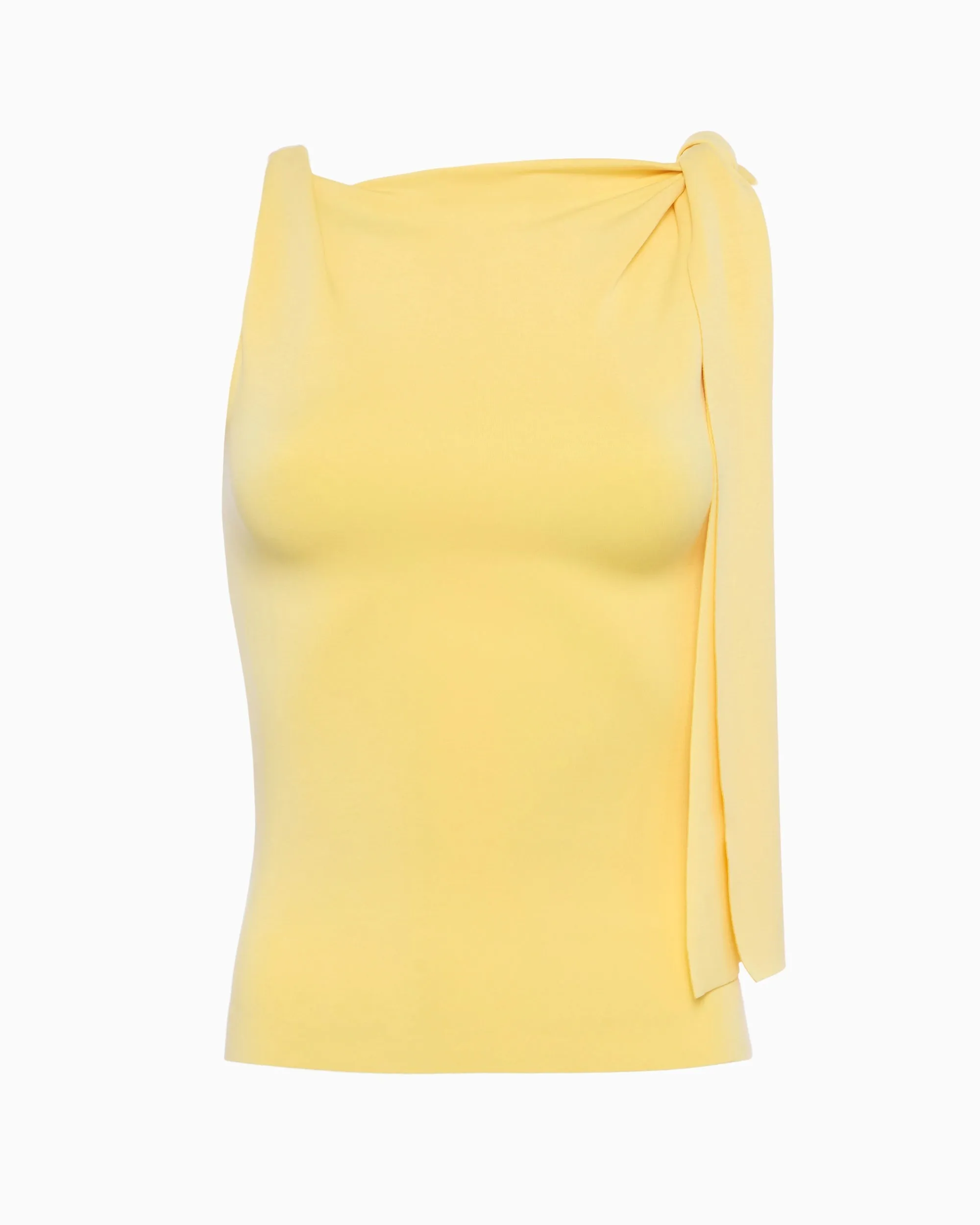 Sueded Stretch Knotted Top | Butter Yellow sold by KHY product image thumbnail 2