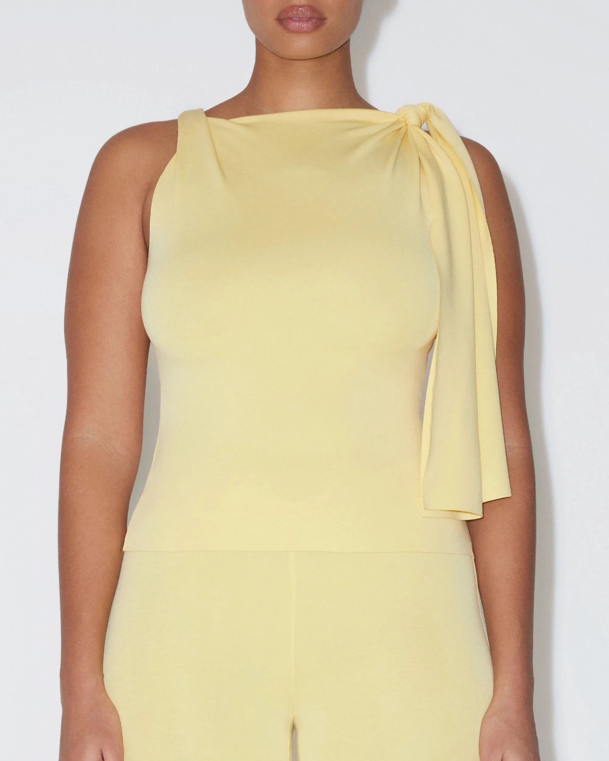 Sueded Stretch Knotted Top | Butter Yellow sold by KHY