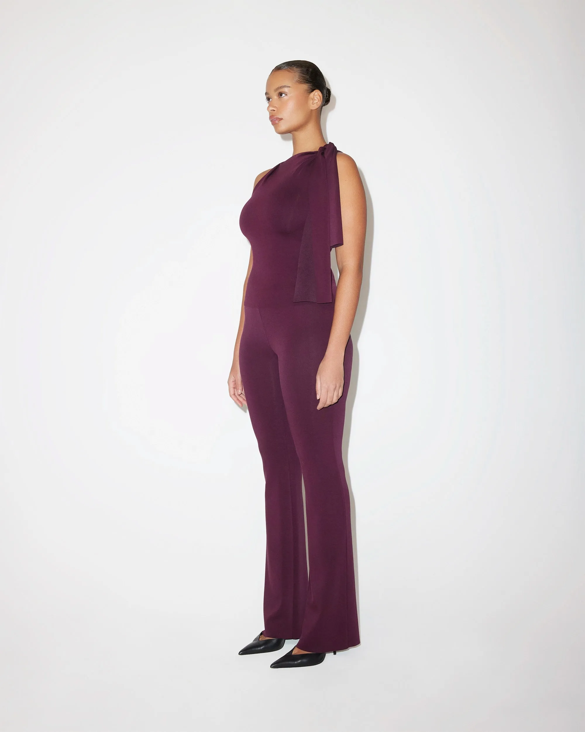 Sueded Stretch Knotted Top | Black Cherry sold by KHY product image thumbnail 5