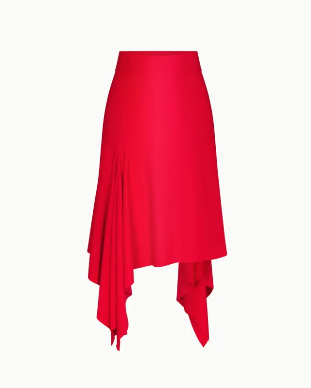 Sleek Stretch Asymmetrical Skirt | Papaya | Parallel
