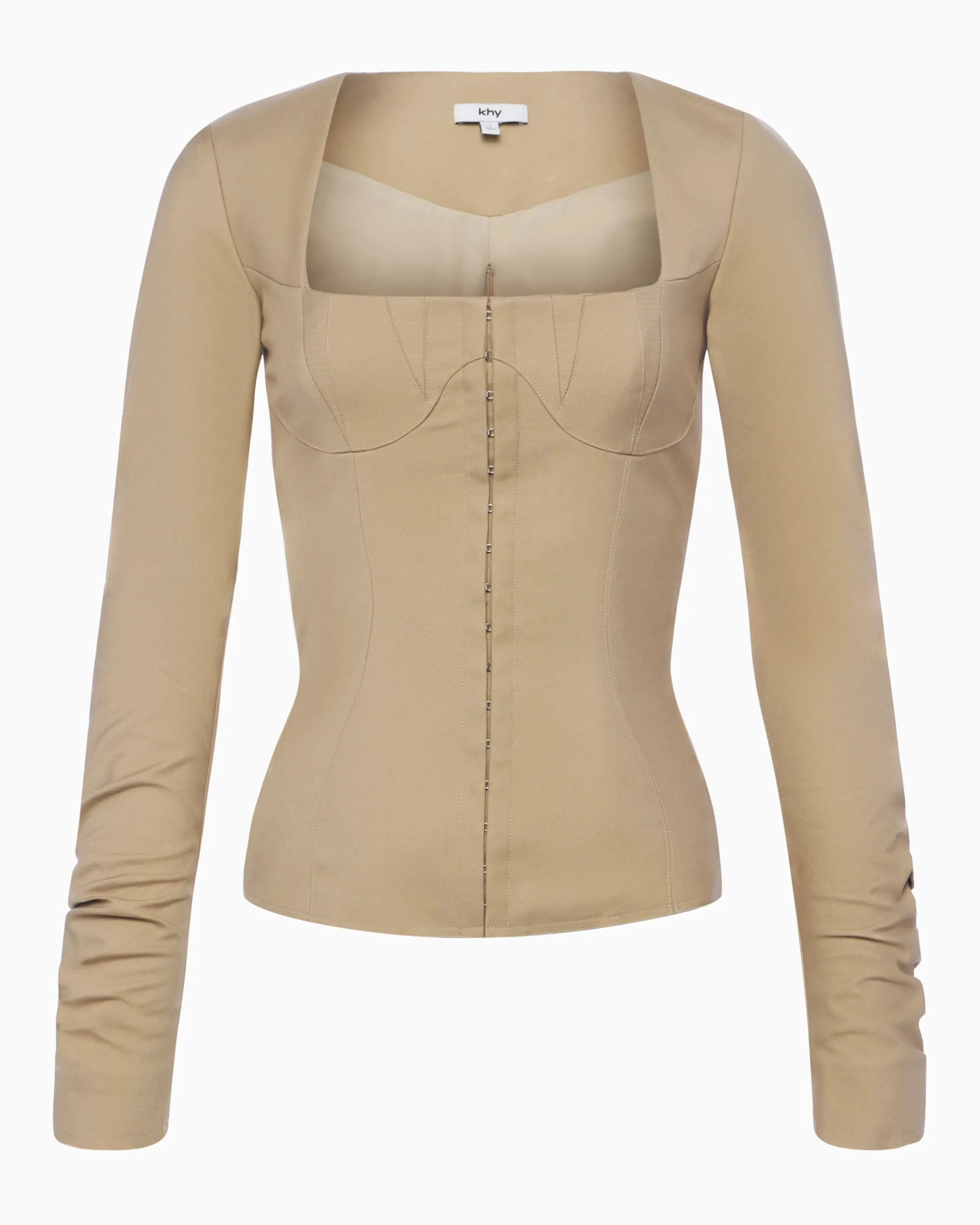 Long Sleeve Corset Top | Sand sold by KHY product image thumbnail 2