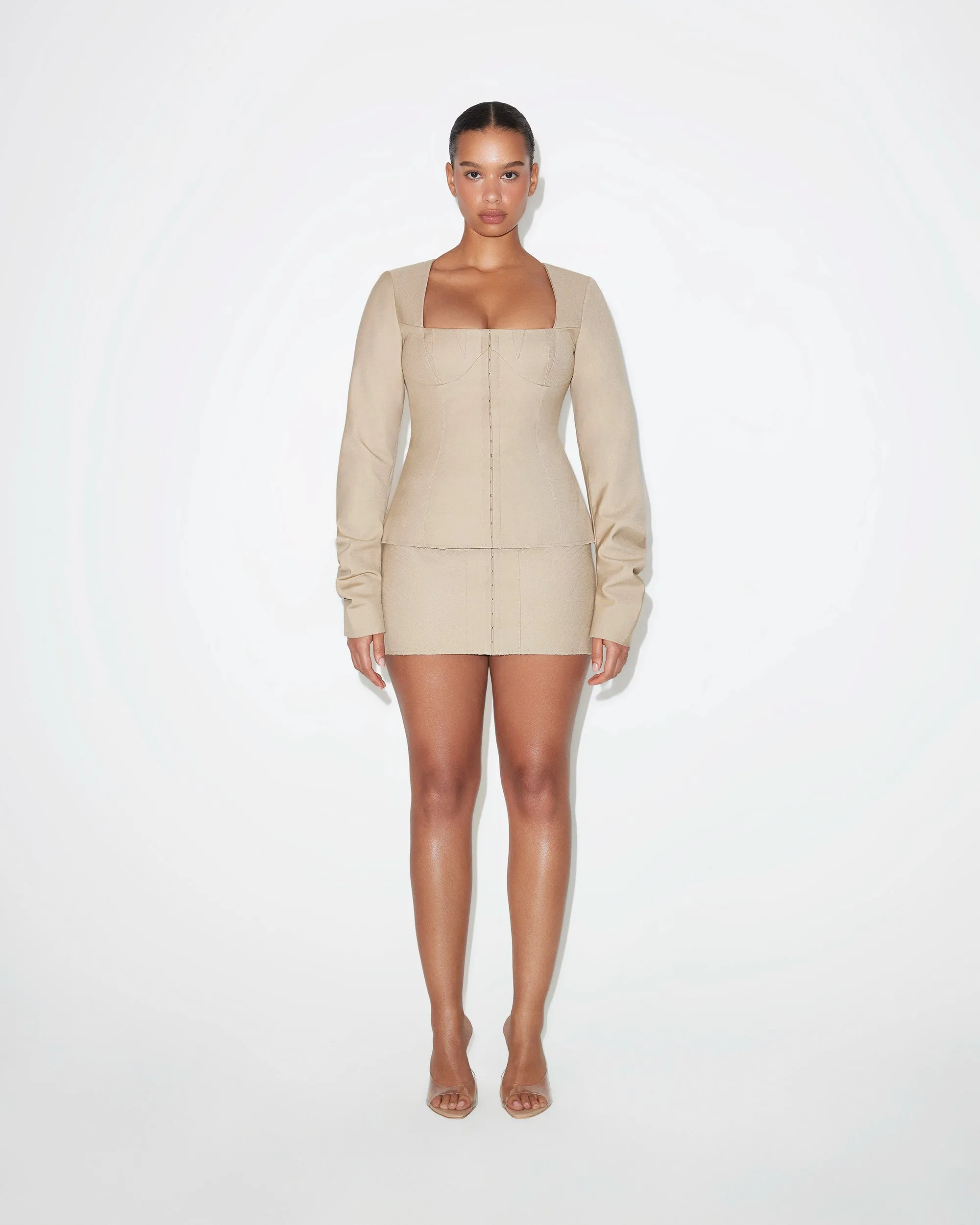 Long Sleeve Corset Top | Sand sold by KHY product image thumbnail 3