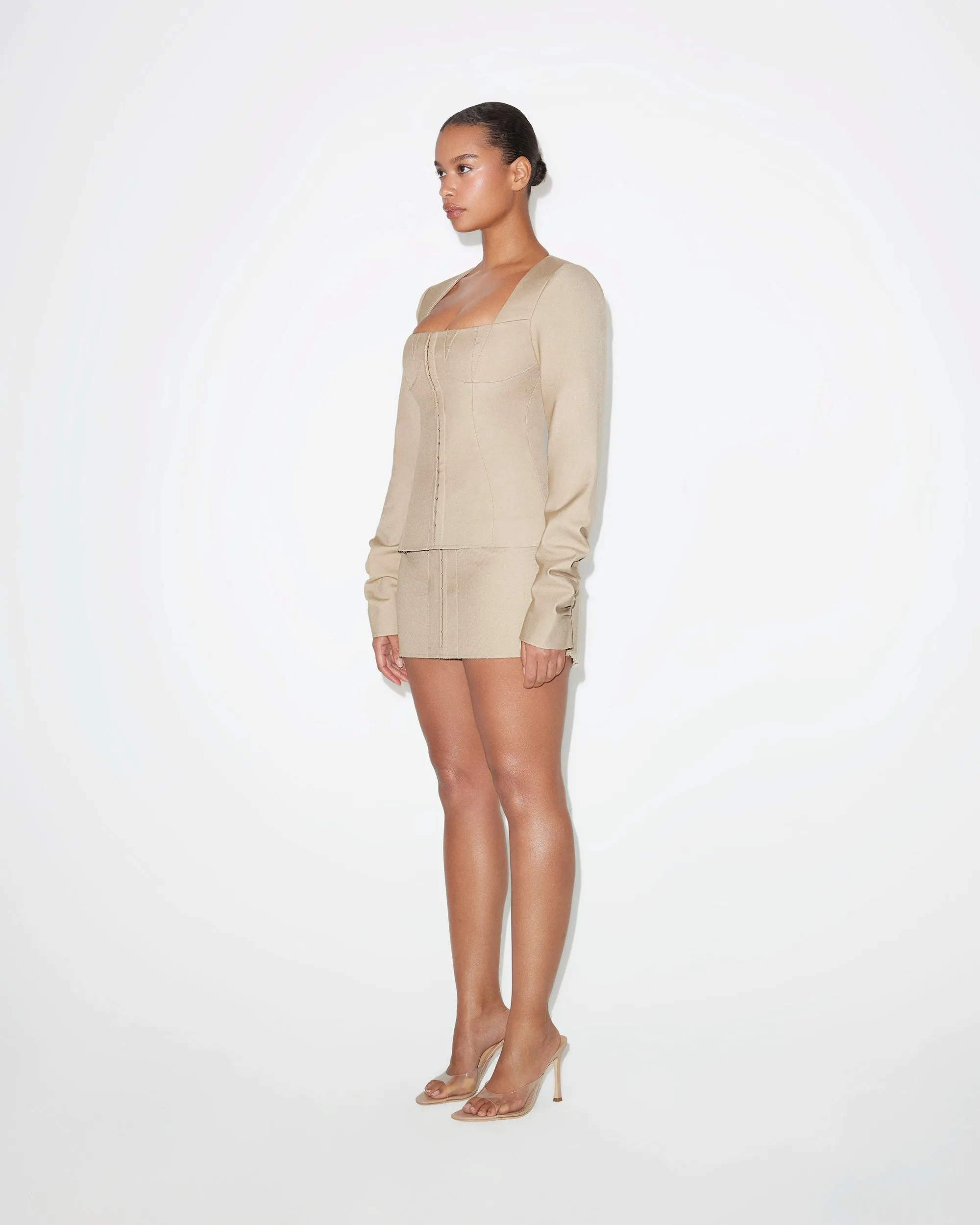 Long Sleeve Corset Top | Sand sold by KHY product image thumbnail 4