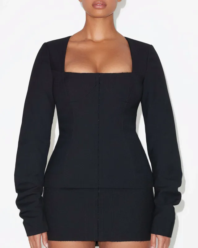 Long Sleeve Corset Top | Black sold by KHY