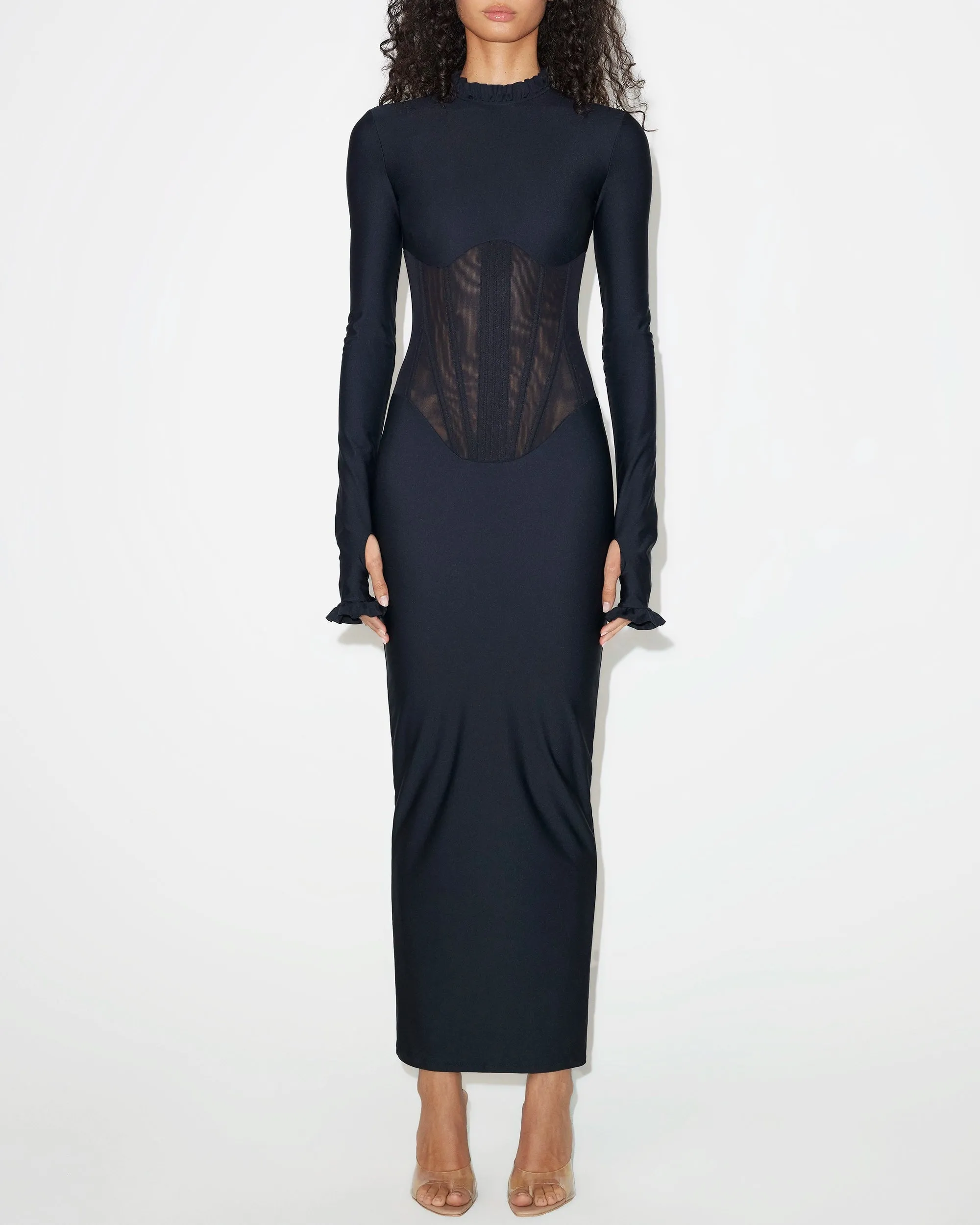 Long Sleeve Corset Dress | Black sold by KHY