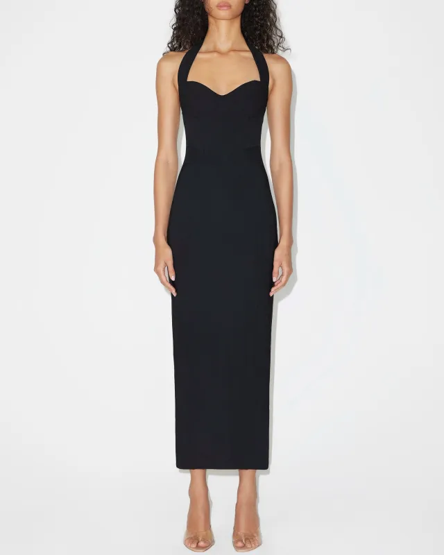 Fitted Halter Dress | Black sold by KHY