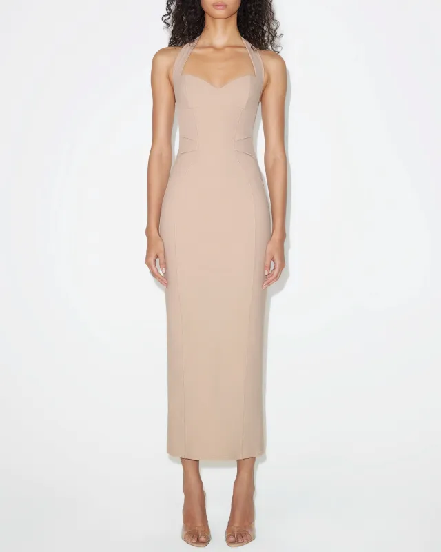 Fitted Halter Dress | Beige sold by KHY